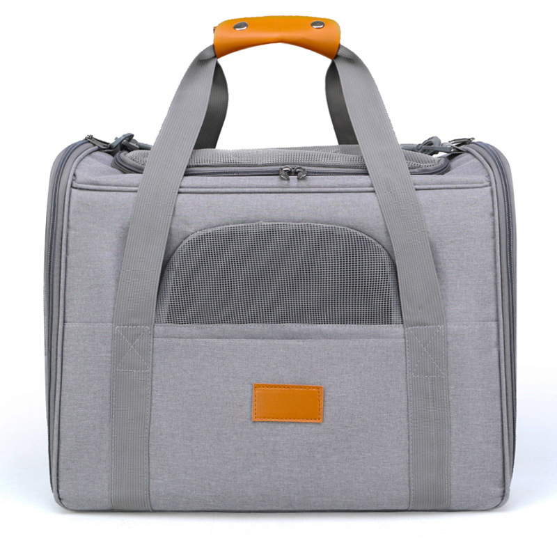 V888-ELOSUNG35854-202508111510-00 Foldable Soft-Sided Pet Carrier for Travel - Fits Cats & Small Dogs Under 6kg, with Removable Plush Bed & Shoulder Strap(grey) - Image 1
