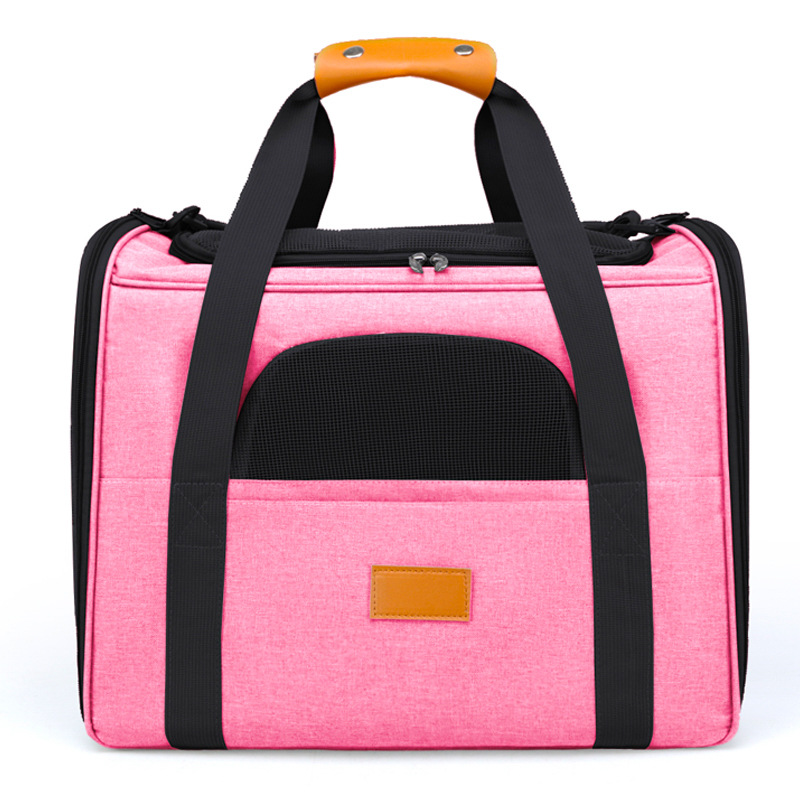 V888-ELOSUNG35855-202508111452-00 Foldable Soft-Sided Pet Carrier for Travel - Fits Cats & Small Dogs Under 6kg, with Removable Plush Bed & Shoulder Strap(pink) - Image 1