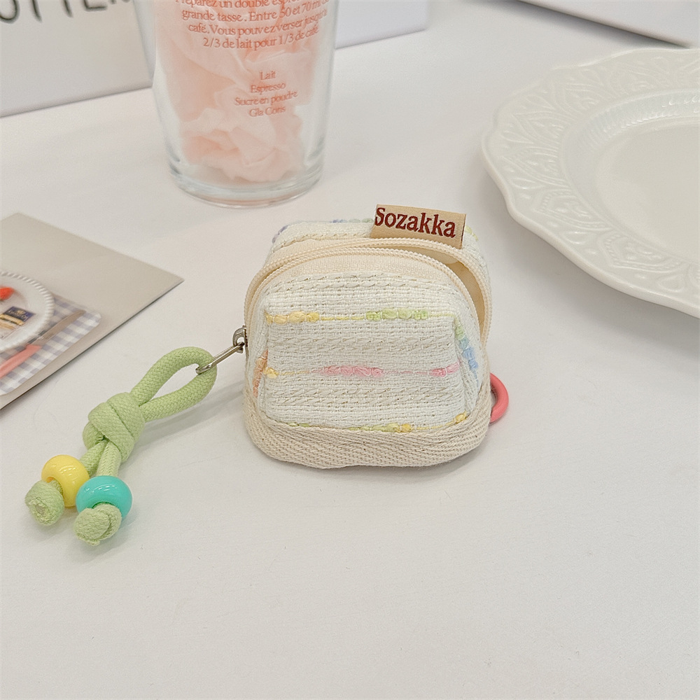 V888-ELOSUNG35919-202508261325-00 3pc Chic Woven Mini Backpack Pouch - Earphone Case & Coin Purse with Keychain Lanyard(white) - Image 1