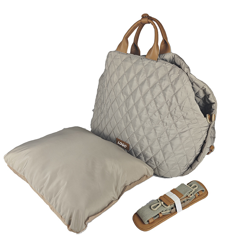 V888-ELOSUNG35946-202509011321-00 Luxury Quilted 2-in-1 Pet Travel Carrier & Car Booster Seat for Small Dogs(beige) - Image 1