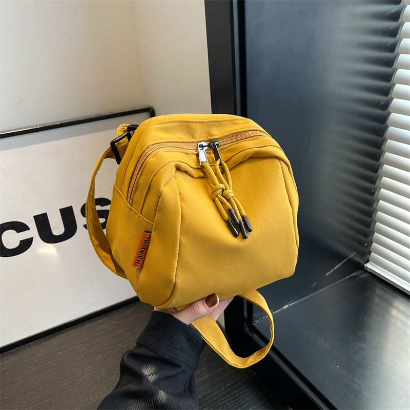 V888-ELOSUNG36221-202508121530-00 Yellow Lightweight Canvas Crossbody Bag - Minimalist Casual Shoulder Satchel with Adjustable Strap - Image 1