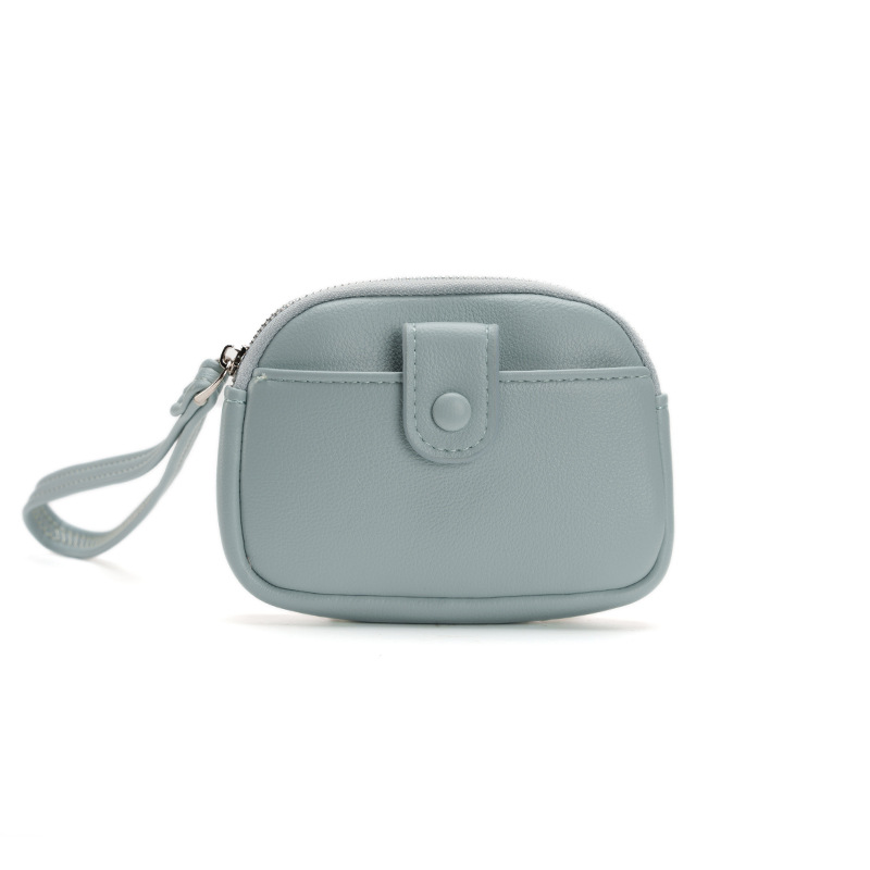 V888-ELOSUNG36283-202508141915-00 Blue Womens Compact PU Leather Coin Purse - Stylish Mini Wallet Wristlet with Card Holder and Key Ring - Image 1