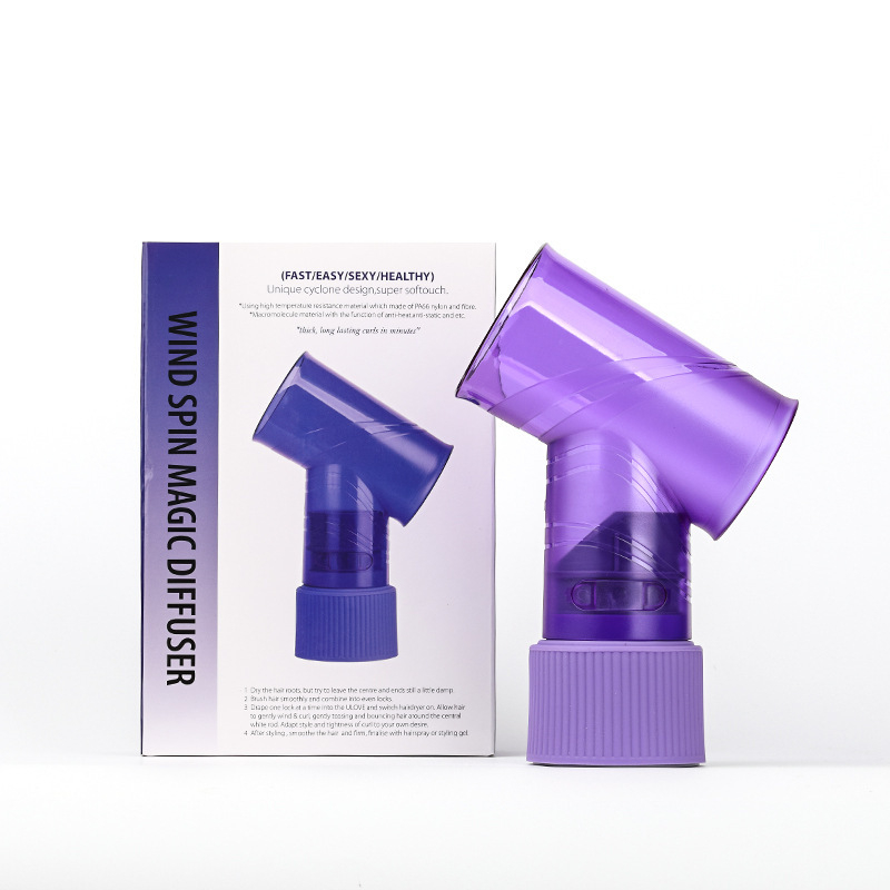 V888-ELOSUNG36346-202508300010-00 Purple Wind Spin Hair Curler Diffuser - Universal Hair Dryer Attachment for Effortless Waves and Curls - Image 1