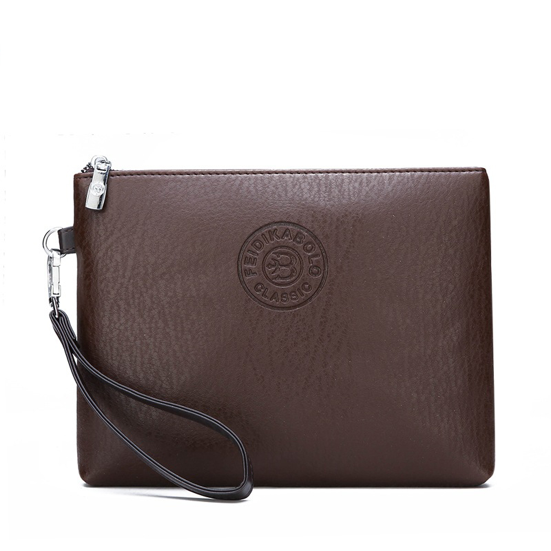 V888-ELOSUNG36356-202508300021-00 Coffee Classic Men's PU Leather Clutch Bag - Slim Business Wristlet & Travel Pouch - Image 1