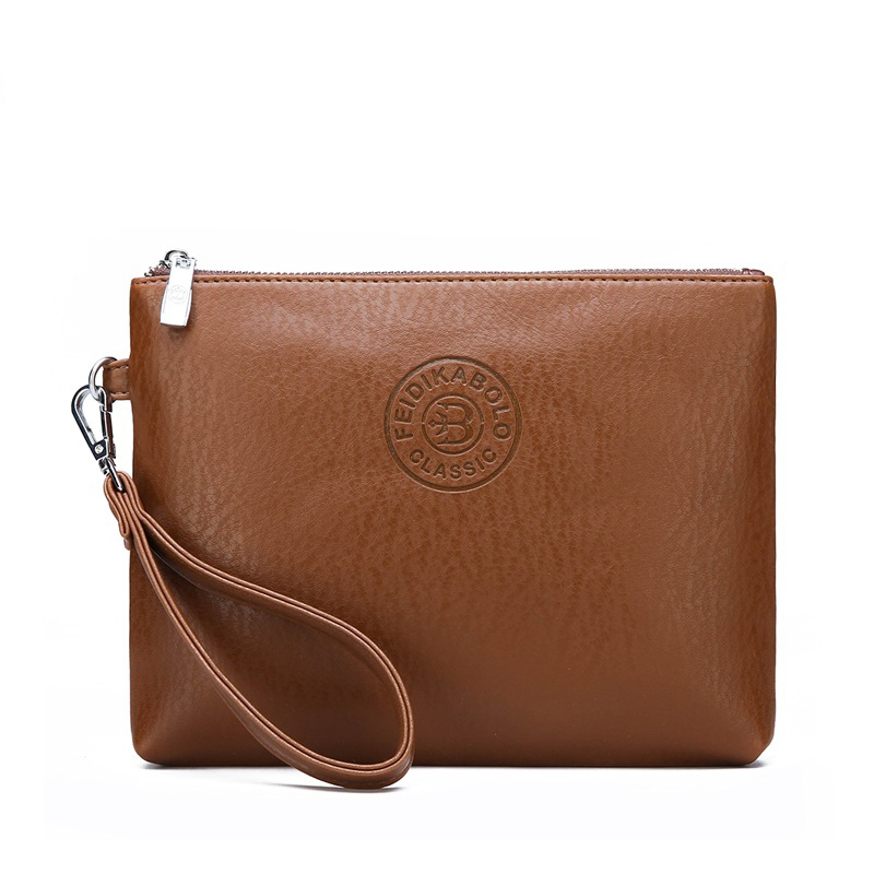 V888-ELOSUNG36357-202508300021-00 Brown Classic Men's PU Leather Clutch Bag - Slim Business Wristlet & Travel Pouch - Image 1