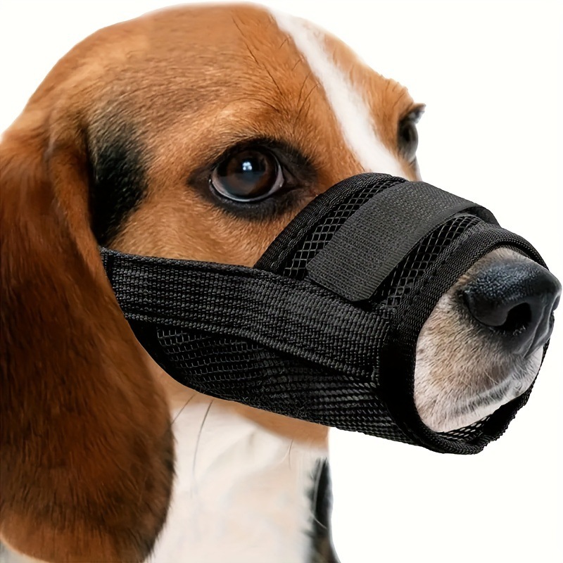 V888-ELOSUNG36406-202509050920-00 3 Pcs Size L Black Breathable Mesh Dog Muzzle - Soft & Comfortable Guard to Prevent Biting, Allows Panting and Drinking - Image 1
