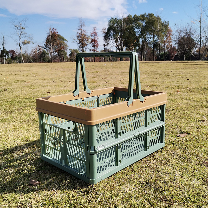 V888-ELOSUNG37004-202509091016-00 Large Collapsible Storage Basket with Handles - Portable Folding Crate for Shopping, Picnics & Car Trunk(green) - Image 1