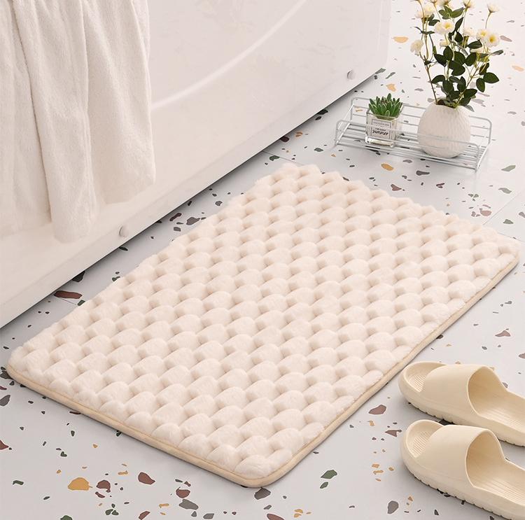 V888-ELOSUNG37043-202509220941-00 Plush Cobblestone Memory Foam Bath Mat - Super Absorbent, Non-Slip & Machine Washable(Beige 50*80㎝) - Image 1