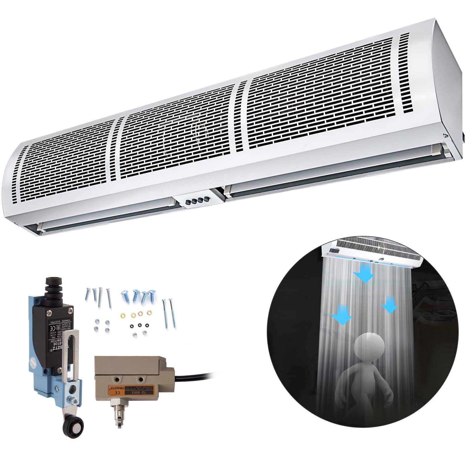 V952-3SFLJ48YC00000001V3-202508011435-00 VEVOR Air Curtain, 1.2m Electric Wind Curtain with Limit Switch, Max. 2204 CFM Air Flow, 3 Speeds Control Commercial Indoor Air Curtain, Ideal for Shops, Buildings - Image 1