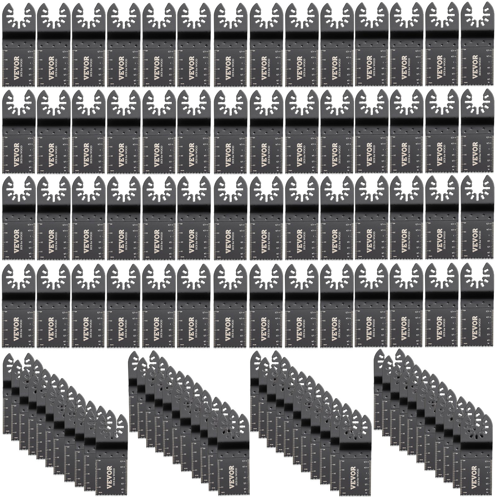 V952-BDGJDPG100PCSS199V0-202507141242-00 VEVOR 100PCS Oscillating Saw Blades, Quick Release Multitool Blades Kit, HCS Tool Blades for Wood Plastic, Compatible with Dewalt Dremel Fein Worx Bosch Makita Milwaukee - Image 1