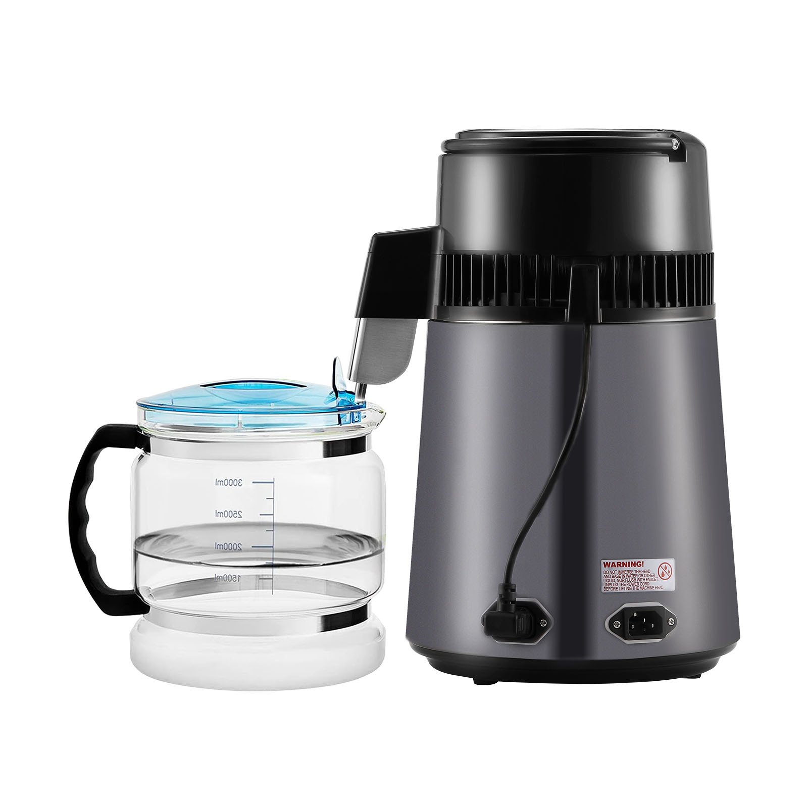 V952-BXGZLSJXB4LDXH9BQV3-202508012246-00 VEVOR Water Distiller, 4L 1.05 Gallon Pure Water Purifier Filter For Home Countertop, 750W Distilled Water Maker, Stainless Steel Interior Distiller Water Making Machine to Make Clean Water, Gray - Image 1