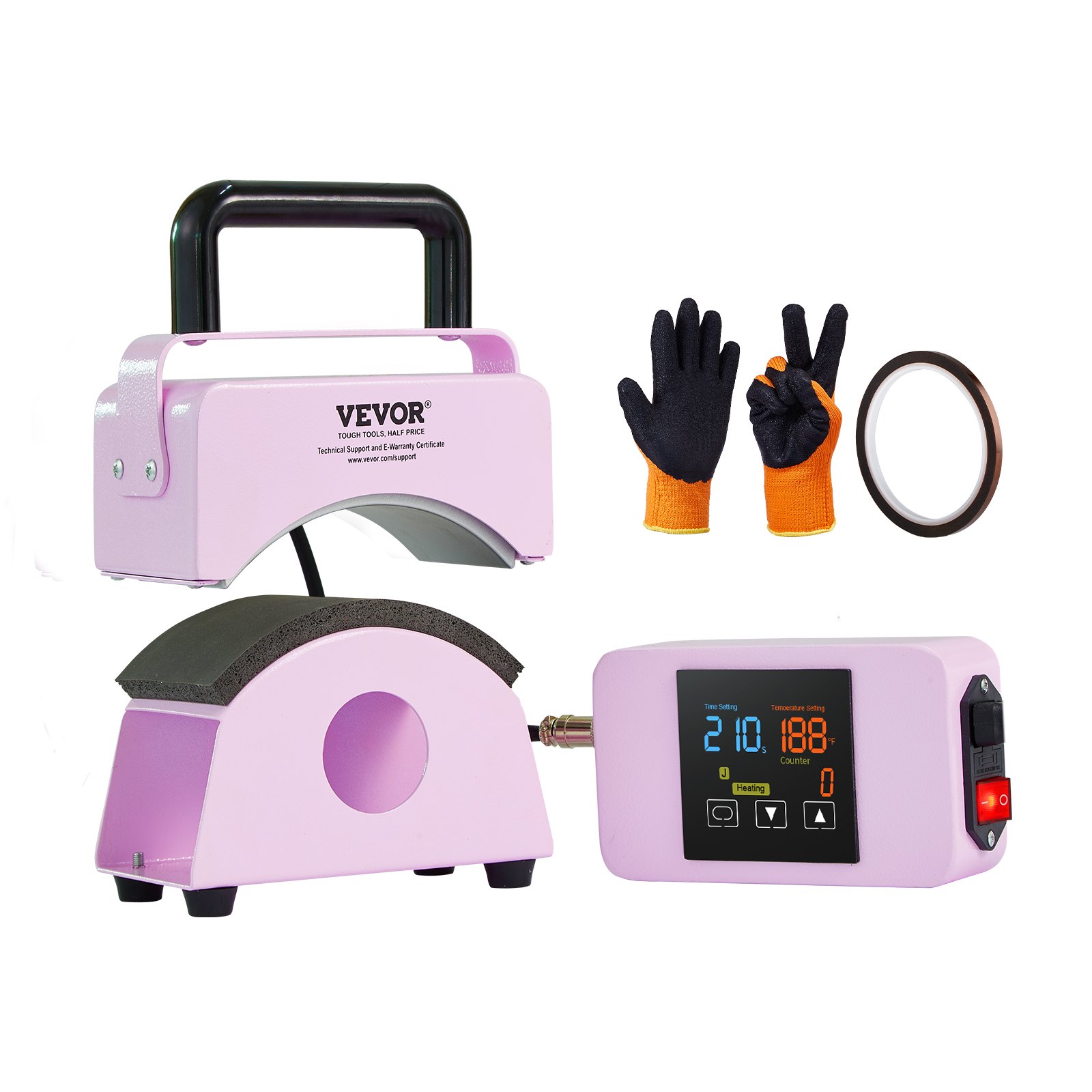 V952-BXSKMJBJMINIB06CLV3-202507141626-00 VEVOR Hat Press Machine Mini Hat Heat Press for Caps 5.9x3.15 inch Plate Purple - Image 1