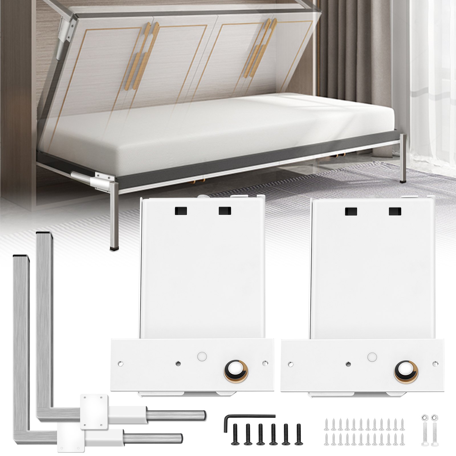 V952-CJCFCJ00000000001V0-202507141536-00 VEVOR DIY Murphy Bed Springs Mechanism Hardware Kit Horizontal for Twin Size Bed - Image 1