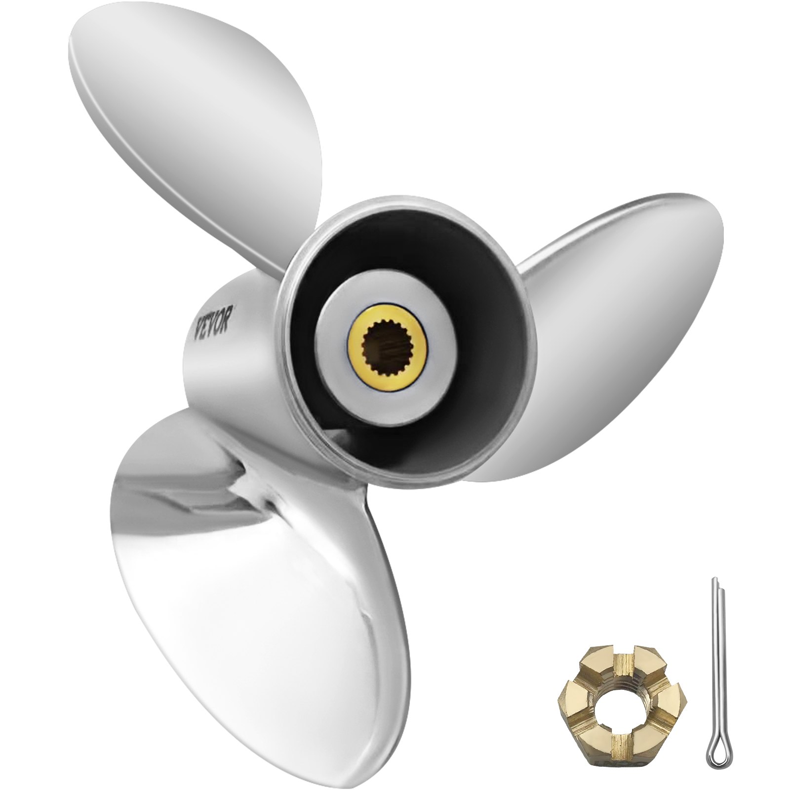 V952-CLXJY31412X211DRFV0-202508011931-00 VEVOR Outboard Propeller, Replace for OEM 3860709, 3-Blade 14.5"" x 21"" Pitch Steel Boat Propeller, Compatible with Volvo Penta SX Drive All Models, with 19 Tooth Splines, RH - Image 1