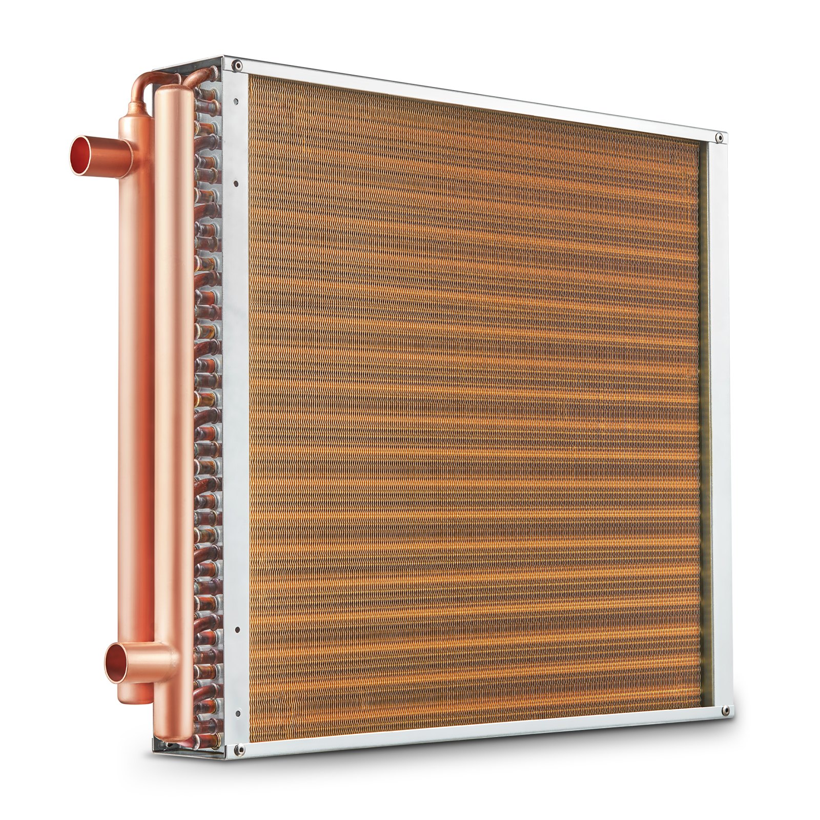 V952-CPGSHRQ202001R9UUV0-202507141552-00 VEVOR 20"x 20" Heat Exchanger Water to Air 3-Row 3/8" Copper Ports 242 Fins - Image 1