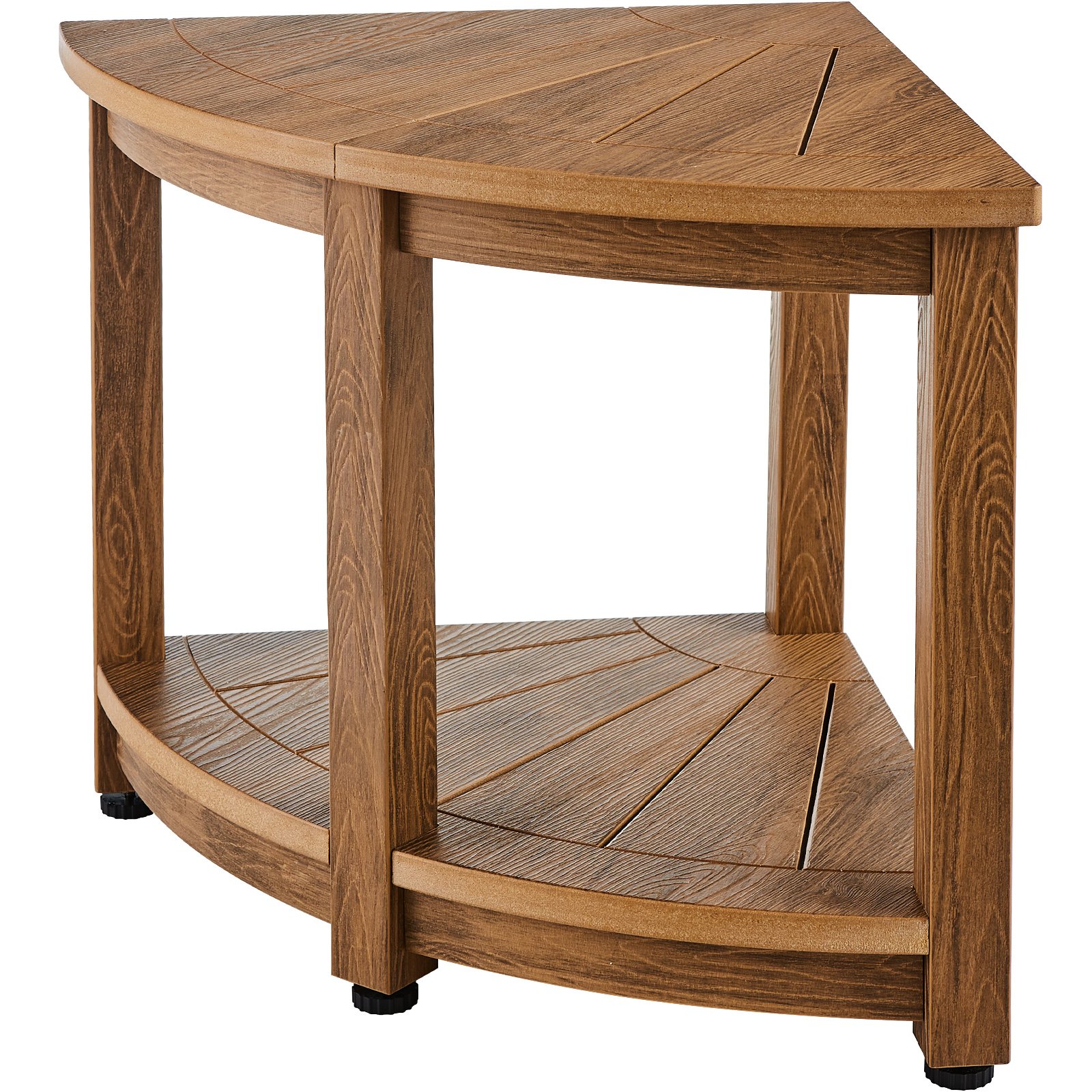 V952-CWDSL1775INCVD6RIV0-202507141535-00 VEVOR Corner Shower Bench, 18.5" Height 17.75" Radius, Faux Wood Grain Polystyrene,159KGS with Storage Shelf, Water Resistant, Shower Stool for Inside & Outside Shower, for Bathroom, Living Room - Image 1