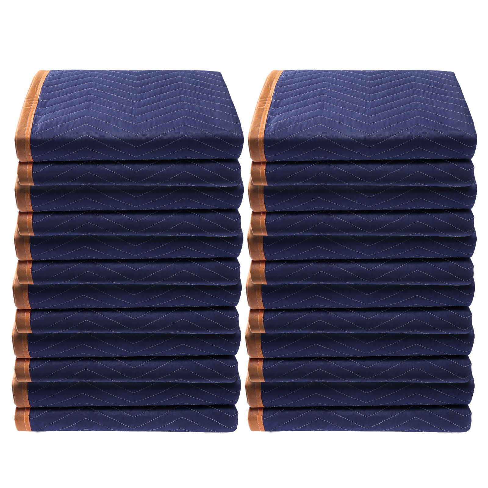 V952-DCBYT80X72INUDL28V0-202507141446-00 VEVOR Moving Blankets, 2032 x 1829 mm, 15.6 kg/dz, 12 Packs, Professional Non-Woven & Recycled Cotton Packing Blanket, Heavy Duty Mover Pads for Protecting Furniture, Floors, Appliances, Blue/Orange - Image 1