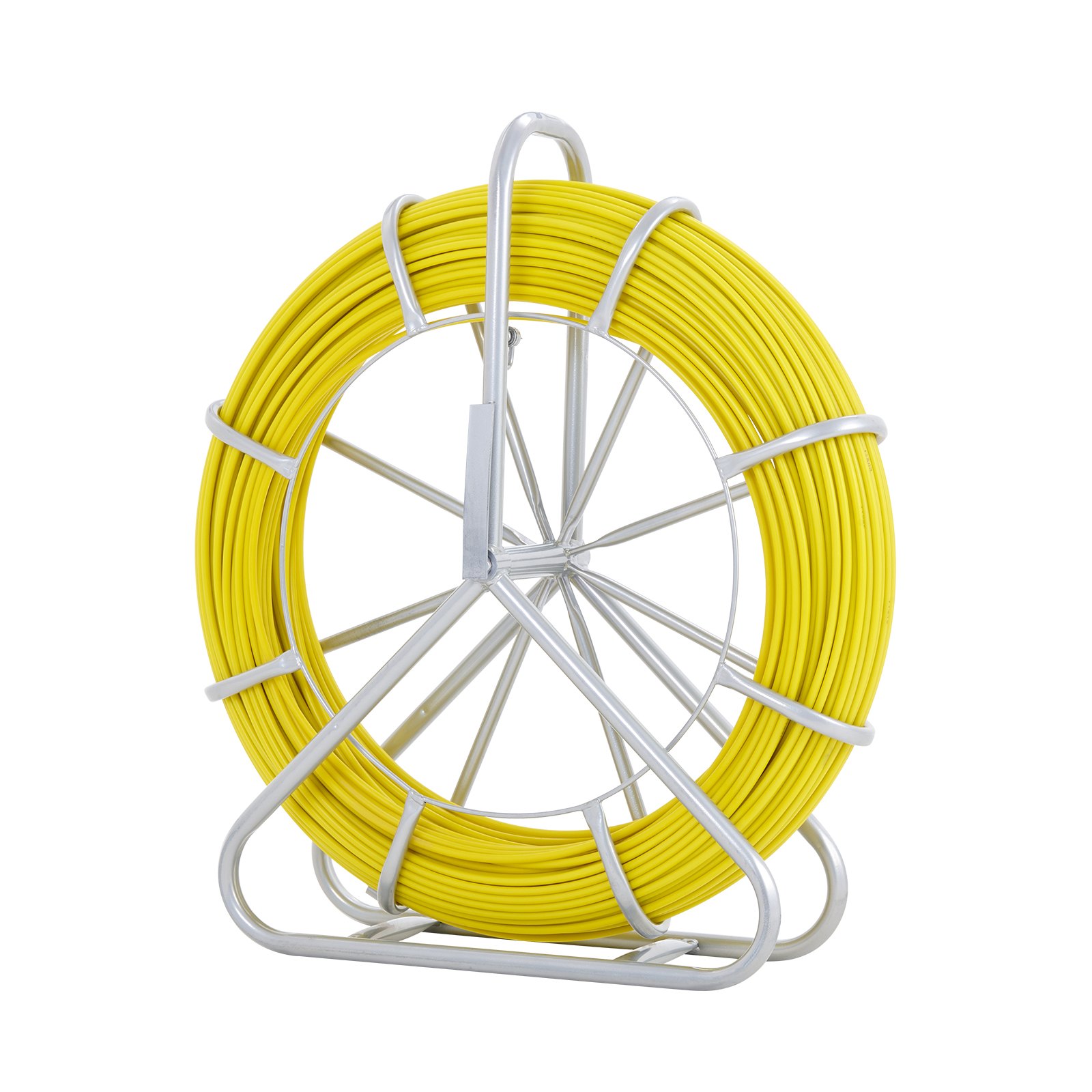 V952-DZJYD516600FTVVWSV0-202508011441-00 VEVOR Fish Tape Fiberglass, 182.88 m, 7.9 mm, Duct Rodder Fishtape Wire Puller, Cable Running Rod with Steel Reel Stand, 3 Pulling Heads, Fishing Tools for Walls and Electrical Conduit, Non-Conductive - Image 1