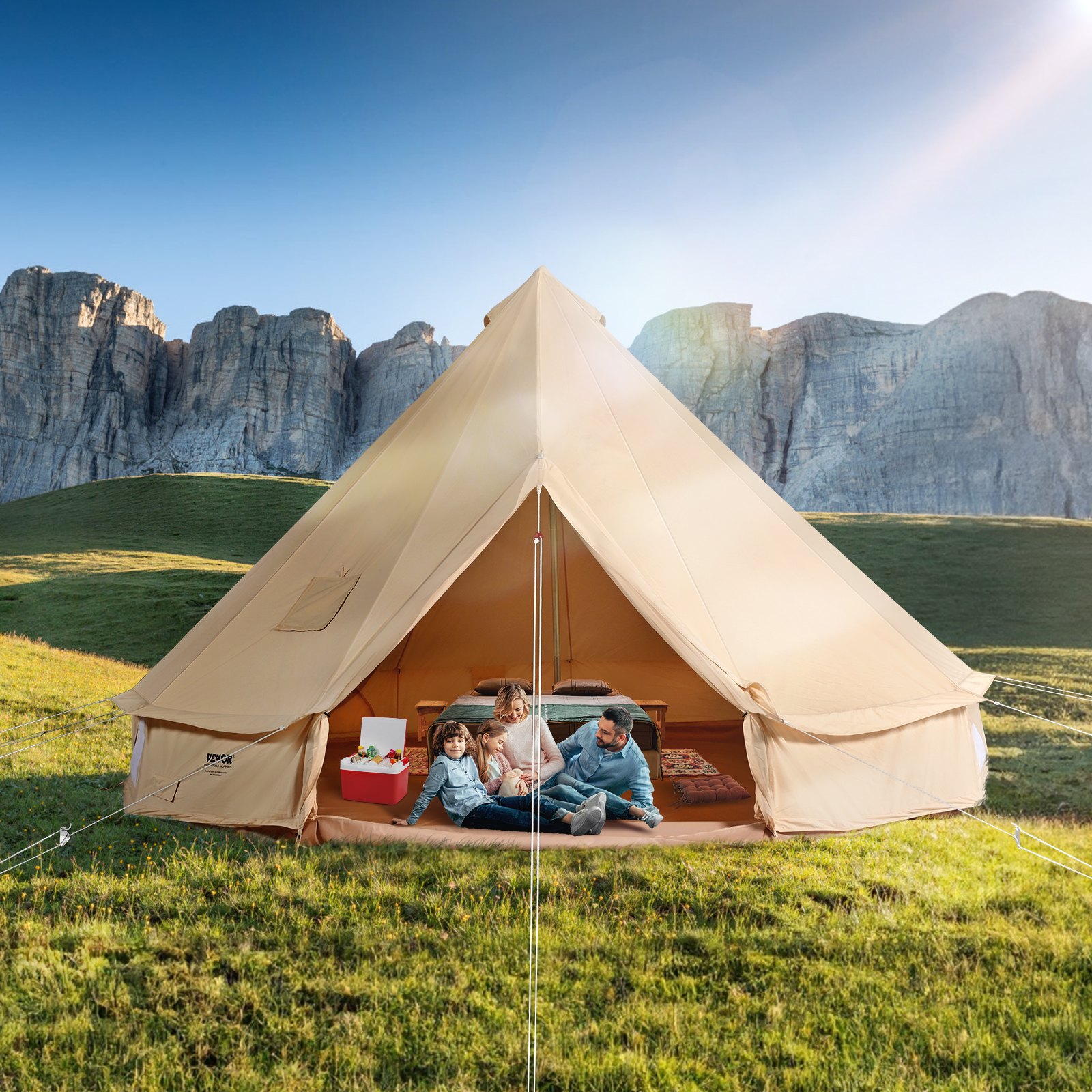 V952-FBZXZP4MMGBZBDUIUV0-202508011227-00 VEVOR Canvas Bell Tent 4m/13.12ft 4-Season Camping Yurt Tent with Stove Jack - Image 1
