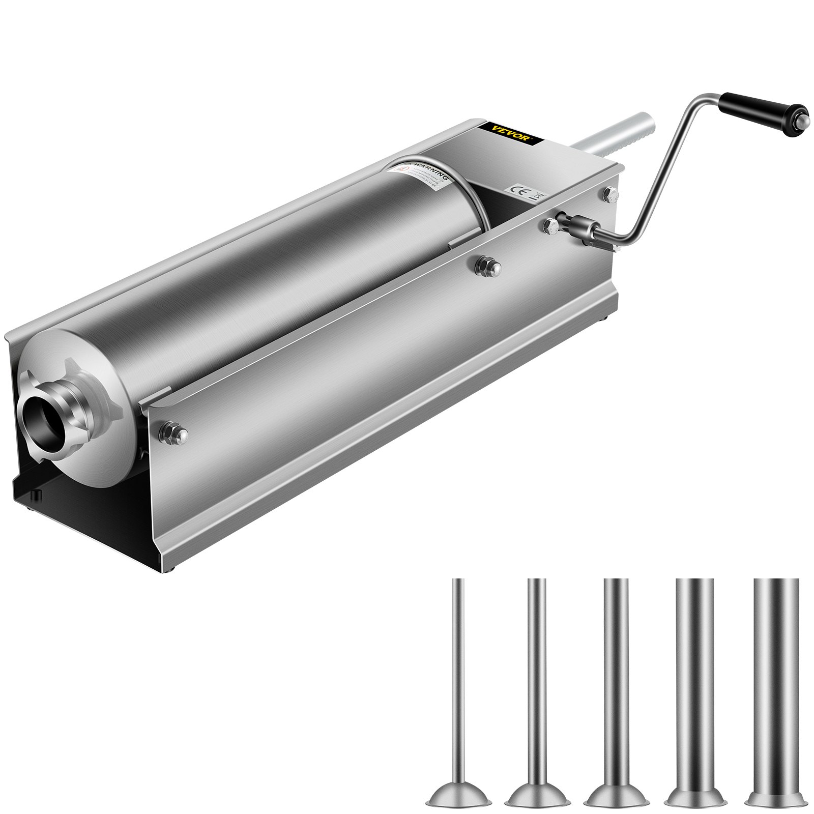V952-GCJSDSPS7L0000001V0-202507141211-00 VEVOR Manual Sausage Stuffer, 7 L / 15 LBS Horizontal Sausage Machine, Dual-Speed Meat Stuffer, Made of Food-Grade 304 Stainless Steel, Includes 5 Stuffing Tubes, for Home Kitchen Restaurant Commercia - Image 1