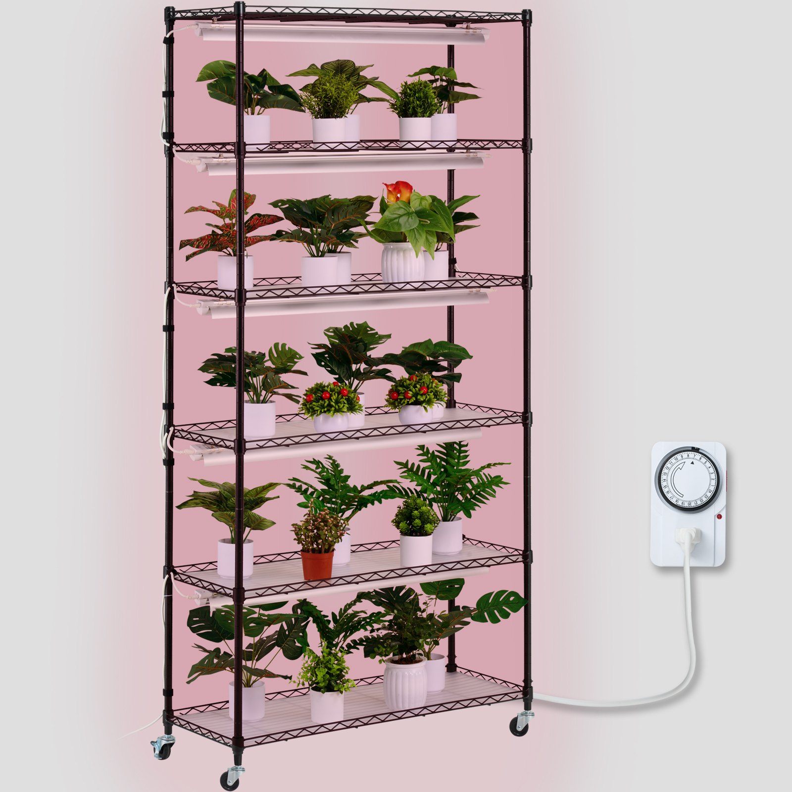 V952-GNZWJ180CM90SFKCTV3-202507141348-00 VEVOR Plant Stand with Grow Light 6 Tiers 180W 180 cm Indoor Plant Grow Shelf - Image 1