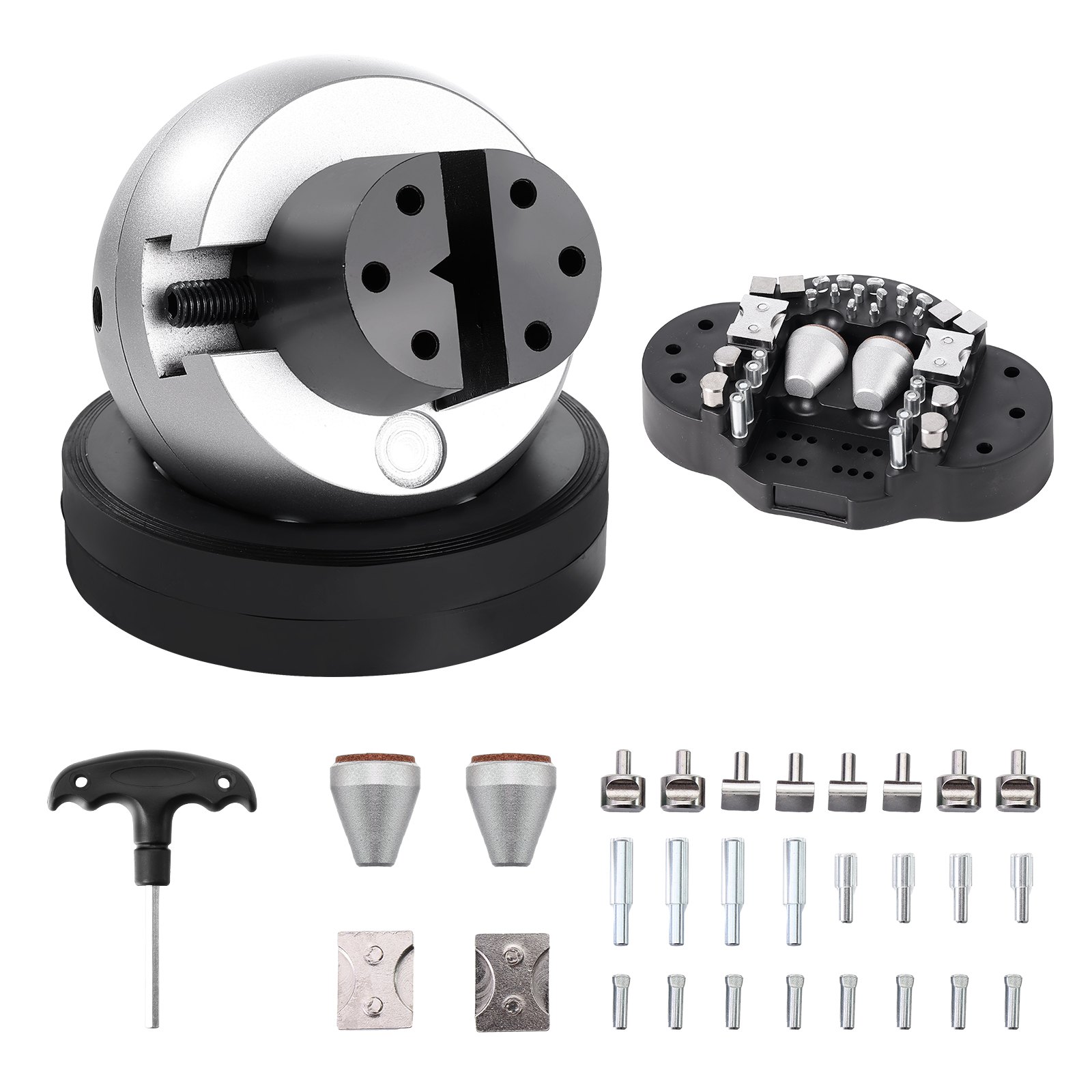 V952-GRSWNXZSZ00000001V0-202507141722-00 VEVOR Engraving Block 5 inch Ball Vise Setting Jewelry Ball Vise Engraving with 34PCS Attachment and Rubber Base - Image 1