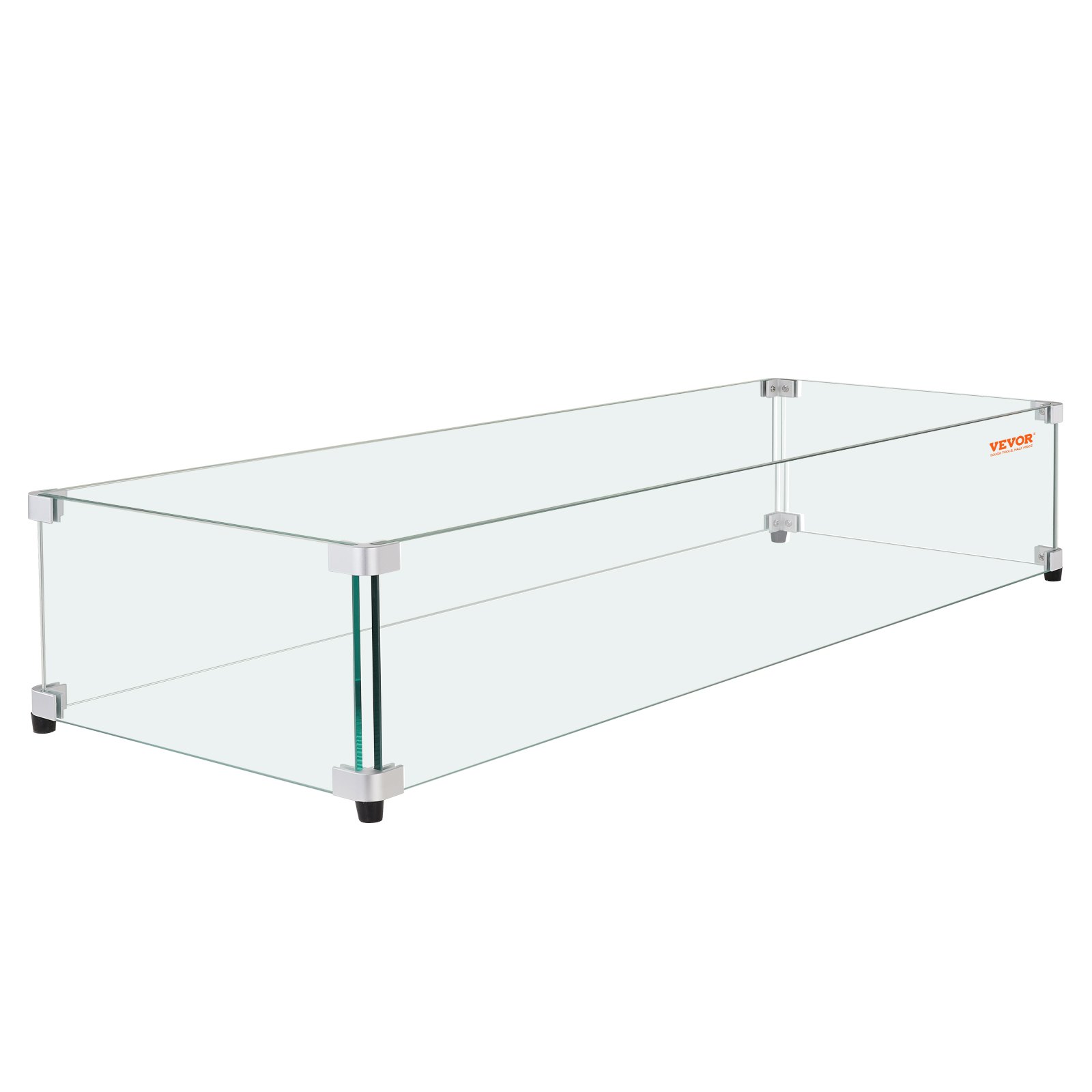 V952-HKFFZGHBLZFX8O552V0-202508011853-00 VEVOR Glass Wind Guard for Rectangular Fire Pit Table 924 x 417 x 191 mm, 8mm Thick and Sturdy Tempered Glass Panel with Hard Aluminum Corner Bracket & Rubber Feet, Easy to Assemble - Image 1