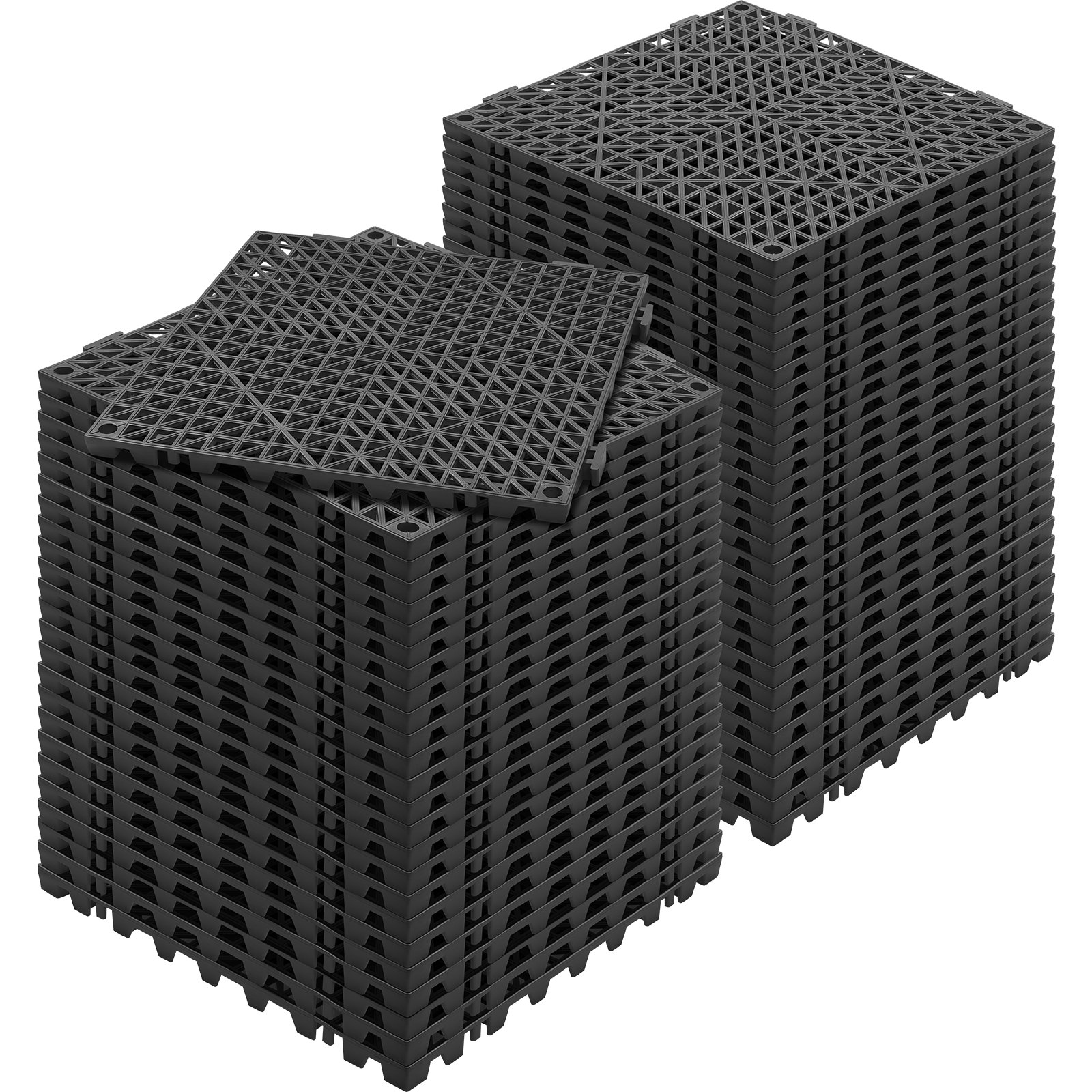 V952-HZXSJDD1212YJT8W2V0-202508011445-00 VEVOR Modular Interlocking Cushion, 55 Pack 30 x 30 cm Splicing Drainage Mats, PVC Interlocking Drainage Floor Tiles, Non-Slip Drainage Holes for Restroom, Bathroom, Kitchen, Pool, Wet Area, Black - Image 1