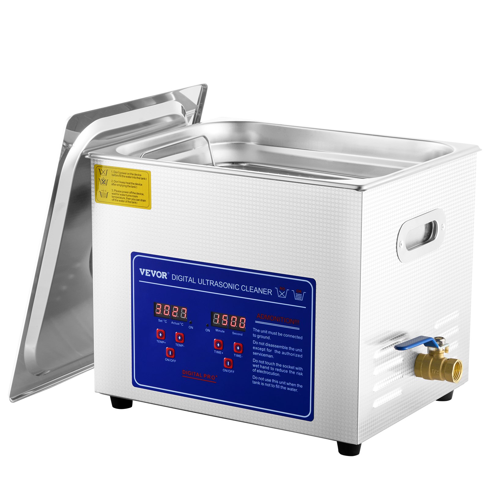 V952-JPS-40ACSBQXJ0001V3-202507141738-00 VEVOR Ultrasonic Cleaner 10L Jewelry Cleaning with Digital Timer Ultrasonic Cleaning Machine for Jewellery Rings Watches Eyeglasses Dentures Coins Metal Parts Commercial and Home Use Silver - Image 1