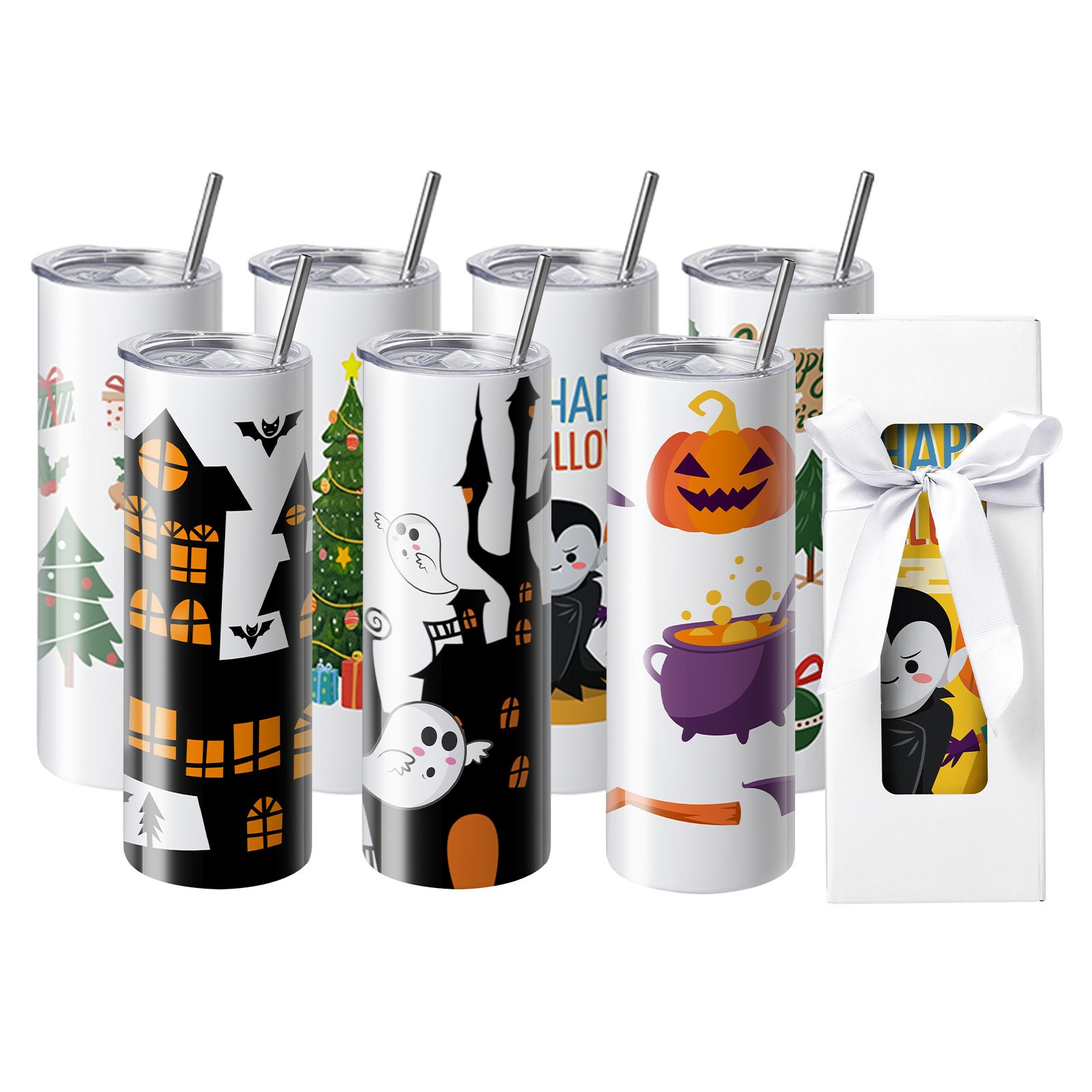 V952-KBJPJTJBXG24E30BHV0-202508011627-00 VEVOR 24 Pack Straight Sublimation Tumblers, 20 oz Blank Tumbler Bulk, Stainless Steel Double Wall Tumbler Cups with Straw, Lid, Brush, Base, Shrink Wrap, Gift Box, for Heat Press and Heat Transfer - Image 1