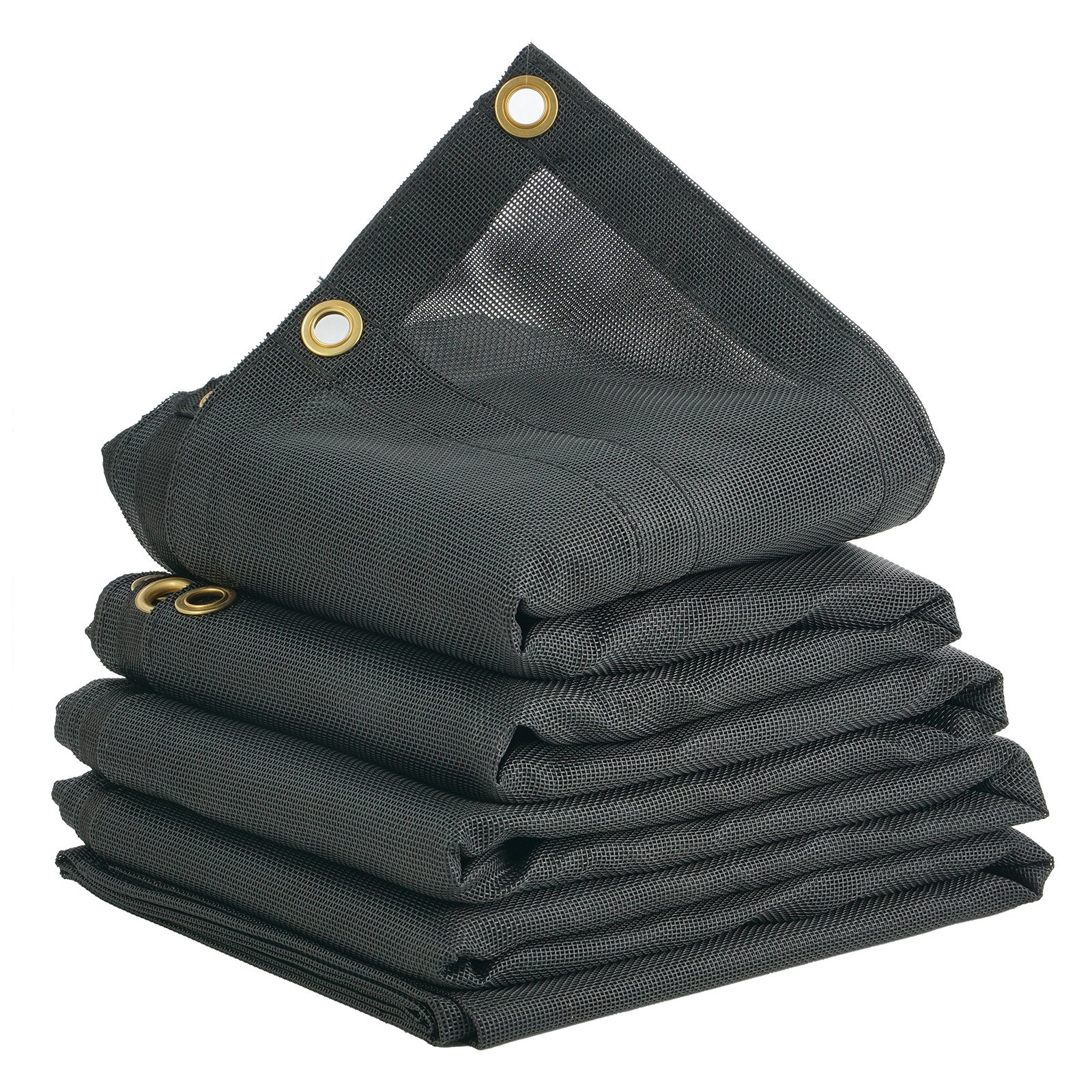 V952-KCPVC5X1418OZKBIKV0-202507141421-00 VEVOR Dump Truck Mesh Tarp, 5 x 14 ft, PVC Coated Black Heavy Duty Cover with 5.5" 18oz Double Pocket, Brass Grommets, Reinforced Double Needle Stitch Webbing Fits Manual or Electric Dump Truck System - Image 1