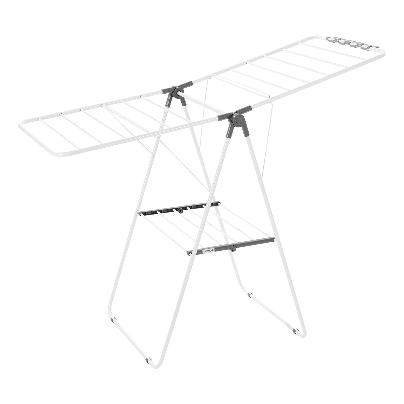 V952-LDSLYJAX5059Q3FK5001V0-202508012047-00 VEVOR 2-Tier Foldable Clothes Drying Rack with Sock Clips & 21 Drying Rods White - Image 1
