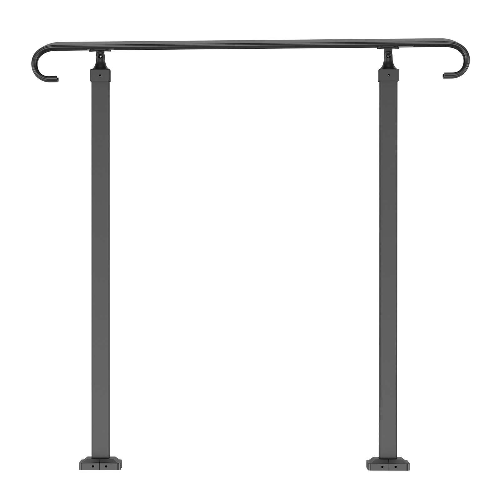 V952-LTFS1MLZFS0000001V0-202508011921-00 VEVOR Handrails for Outdoor Steps, Fit 1-3 Steps Outdoor Stair Railing, Wrought Iron Handrail, Adjustable Front Porch Hand Rail, Black Transitional Hand railings for Concrete Steps or Wooden Stairs - Image 1