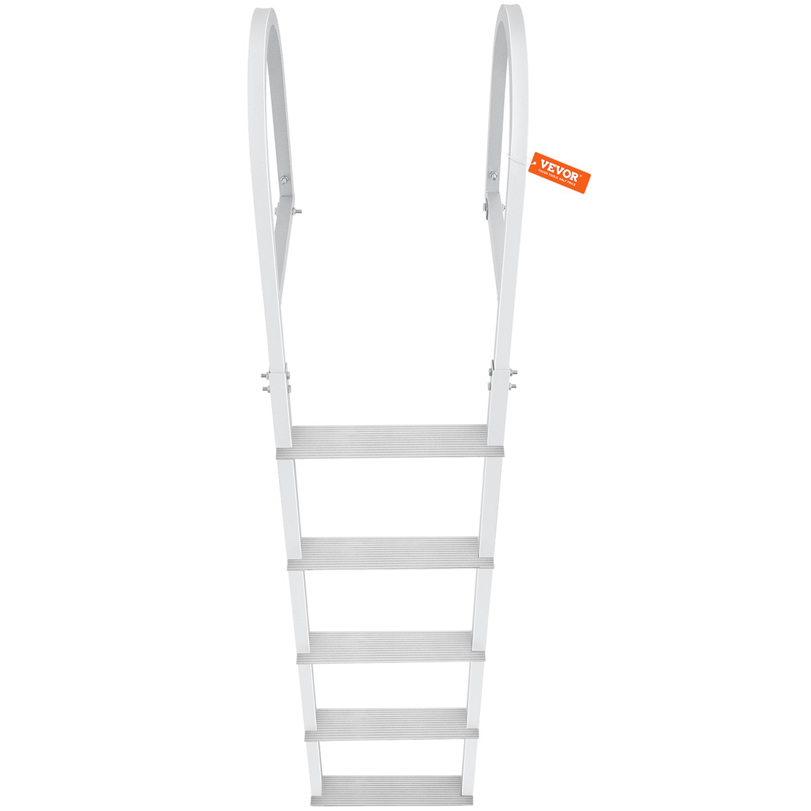 V952-MTZTCXSJFHXJDR9U9V0-202508012135-00 VEVOR Dock Ladder, Removable 5 Steps, 227 kgs Load Capacity, Aluminum Alloy Pontoon Boat Ladder with 3.1'' Wide Step & Nonslip Rubber Mat, Easy to Install for Ship/Lake/Pool/Marine Boarding - Image 1