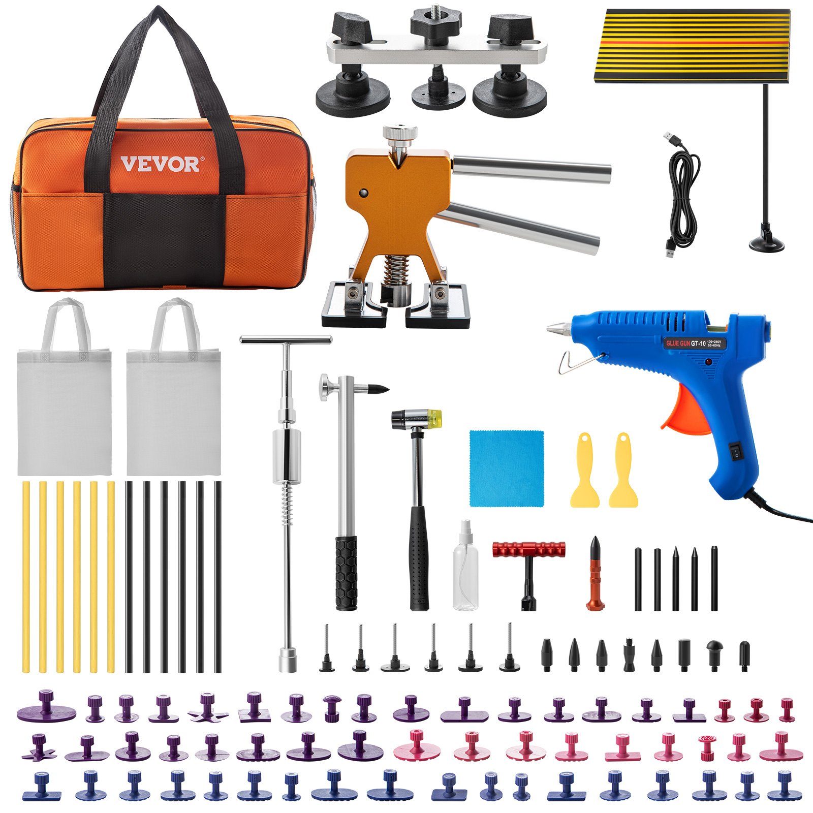V952-QCAHXFQ89220VP03AV3-202507141355-00 VEVOR Paintless Dent Repair Tools Hail Damage Remover 89 Pcs Body Dent Removal - Image 1