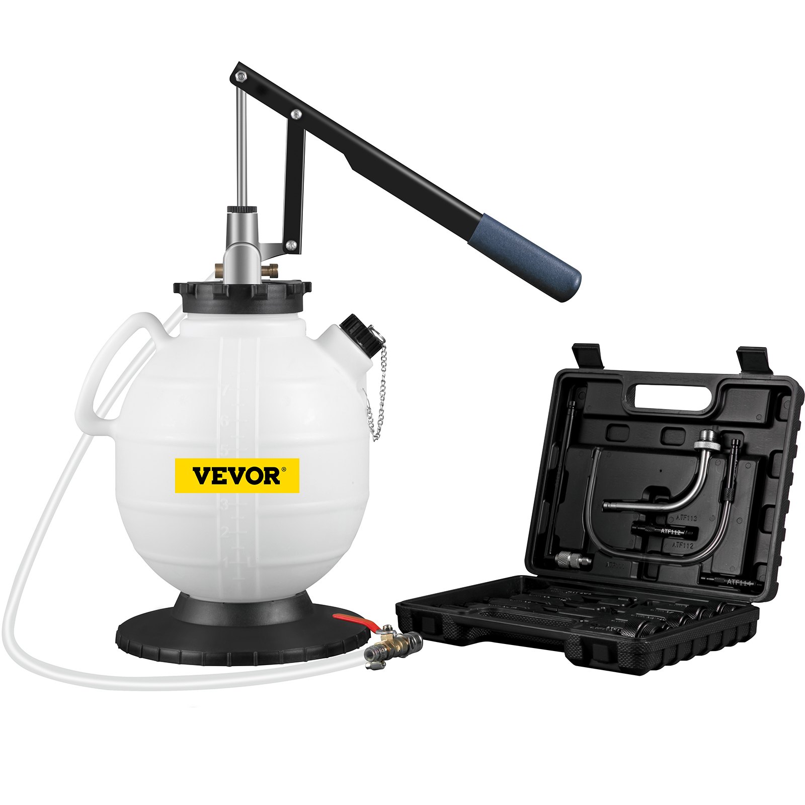 V952-QCBS75L15ATFVU71V0-202508012221-00 VEVOR Transmission Fluid Pressure Bleeder, 7.5L Large Capacity Transmission Oil Replacement Tool Set with 15 PCS ATF Filler Adapters, Transmission Oil Replacement Kit for Most Cars with Pressure Gauge - Image 1