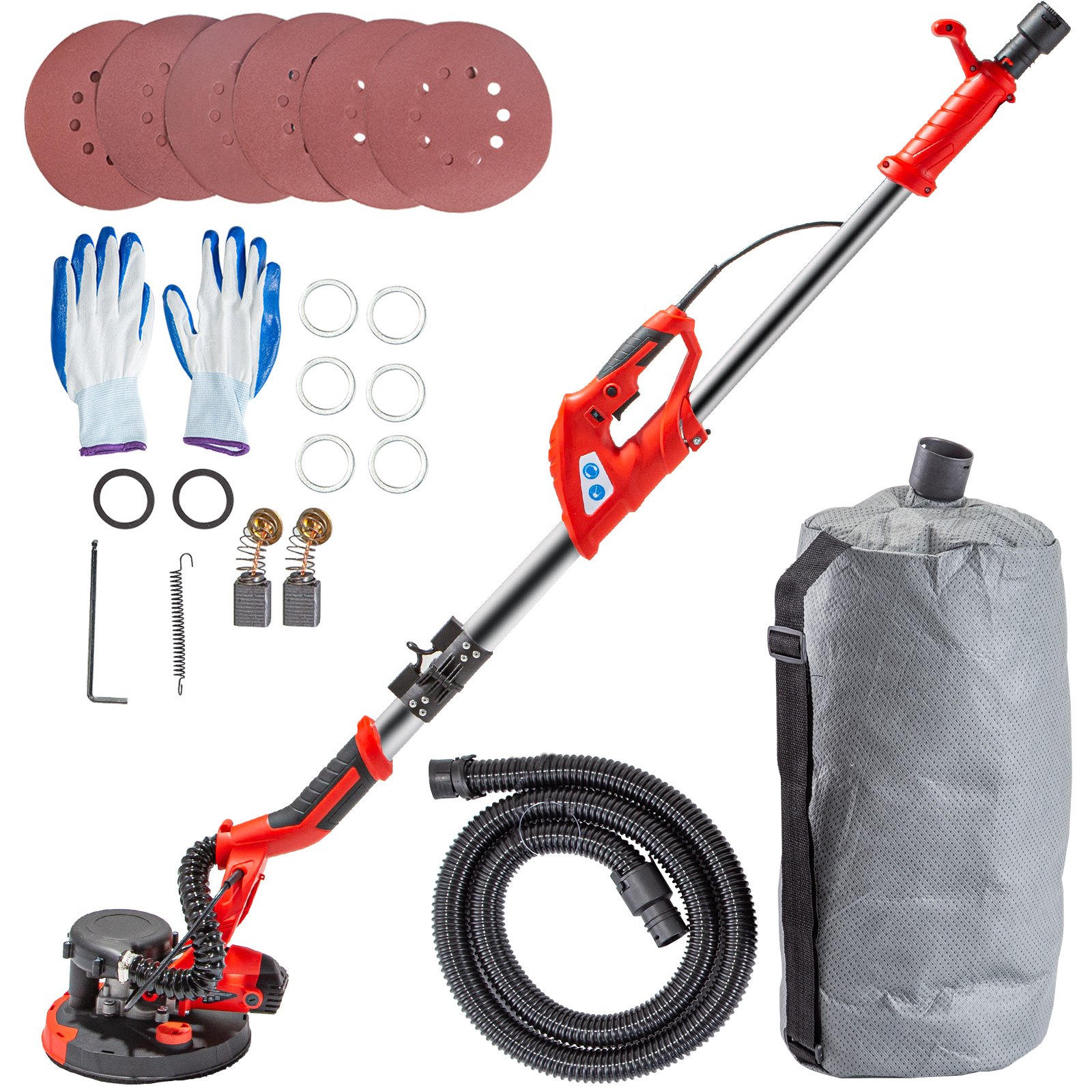 V952-QMDMJ750WZDZKD001V3-202508012250-00 VEVOR Drywall Sander 750W Electric, Electric Sander Variable Speed 800-1750RPM, Drywall Sander Foldable Sheetrock Sander, with Telescope Handle ,Vacuum Bag Drywall Sanders 6 Sand Pads - Image 1