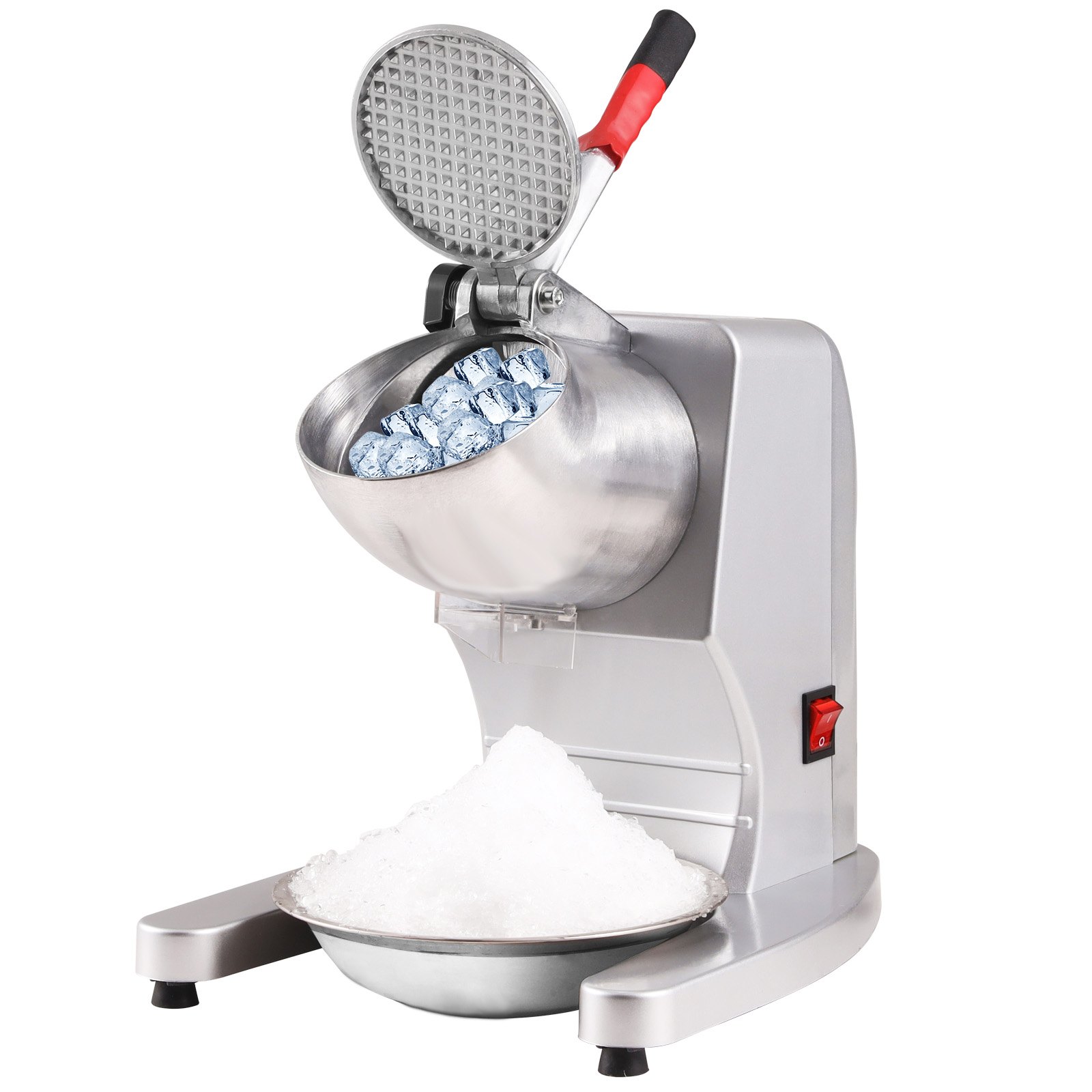 V952-SBJBXS220300WSNSVV3-202508012210-00 VEVOR Ice Crushers Machine, 220lbs Per Hour Electric Snow Cone Maker with 4 Blades, 300W Electric Ice Crusher with Cover and Bowl for Home and Commercial Use, Silver - Image 1