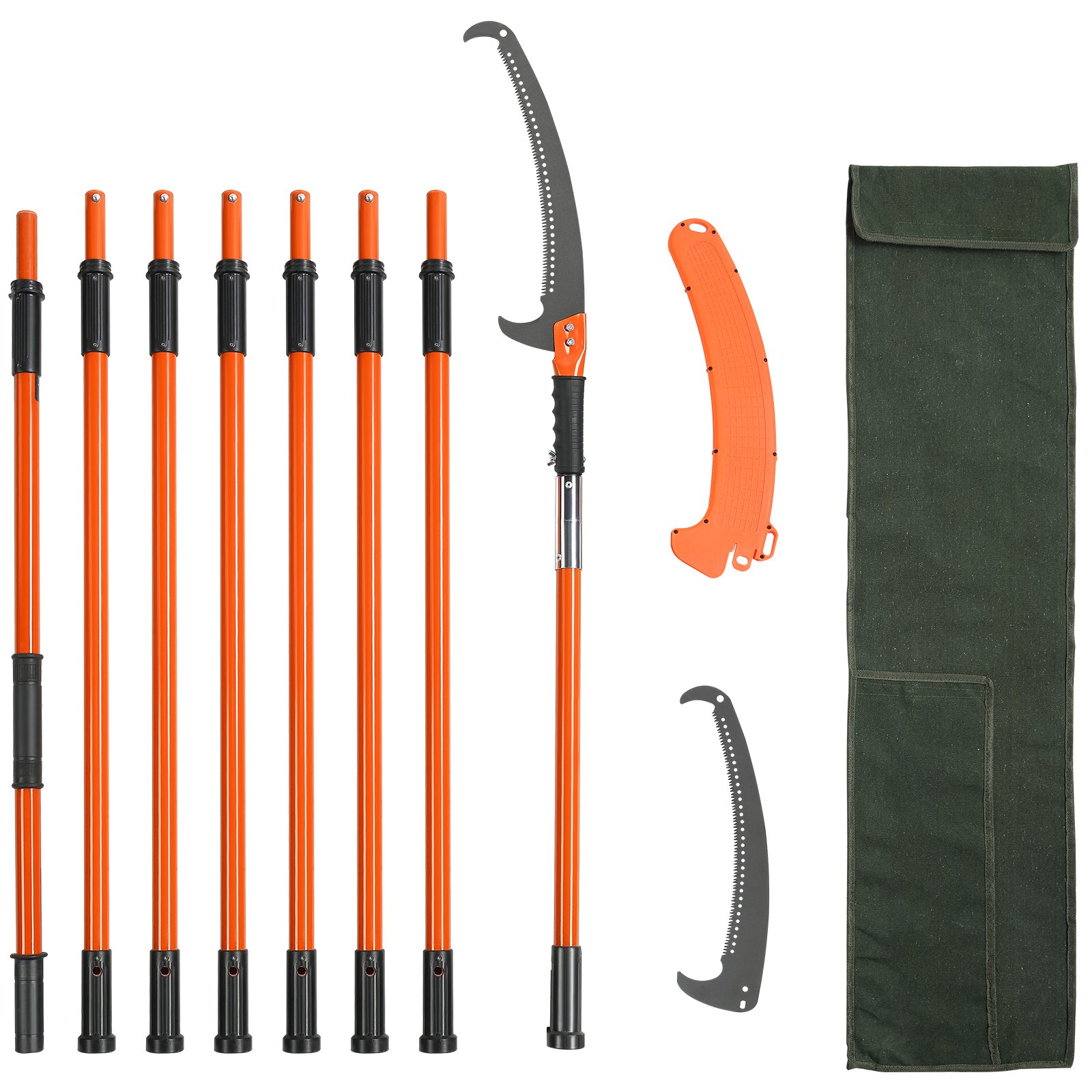 V952-SDGZJBXZZK8M8DKWOV0-202508012121-00 VEVOR Manual Pole Saw, 2.24 m-8.24 m Extendable Tree Pruner, Sharp Steel Blade High Branches Trimming, Manual Branch Trimmer with Lightweight 8 Fiberglass Handles, for Pruning Palms and Shrubs - Image 1