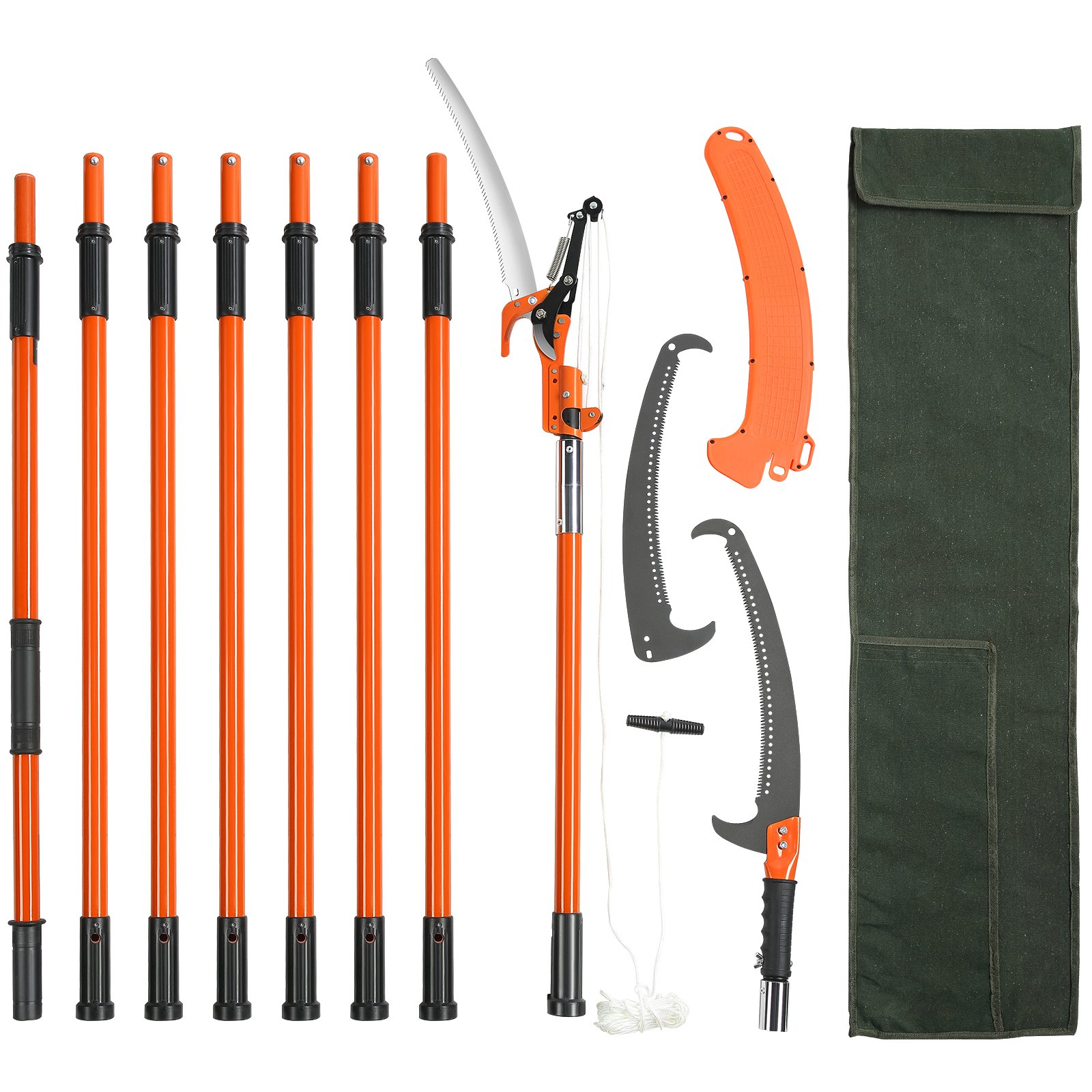 V952-SDGZJBXZZK8M8K9PGV0-202508011546-00 VEVOR Manual Pole Saw, 2.24 m-8.24 m Extendable Tree Pruner, Sharp Steel Blade and Scissors High Branches Trimming, Branch Trimmer with Lightweight 8 Fiberglass Handles, for Pruning Palms and Shrubs - Image 1
