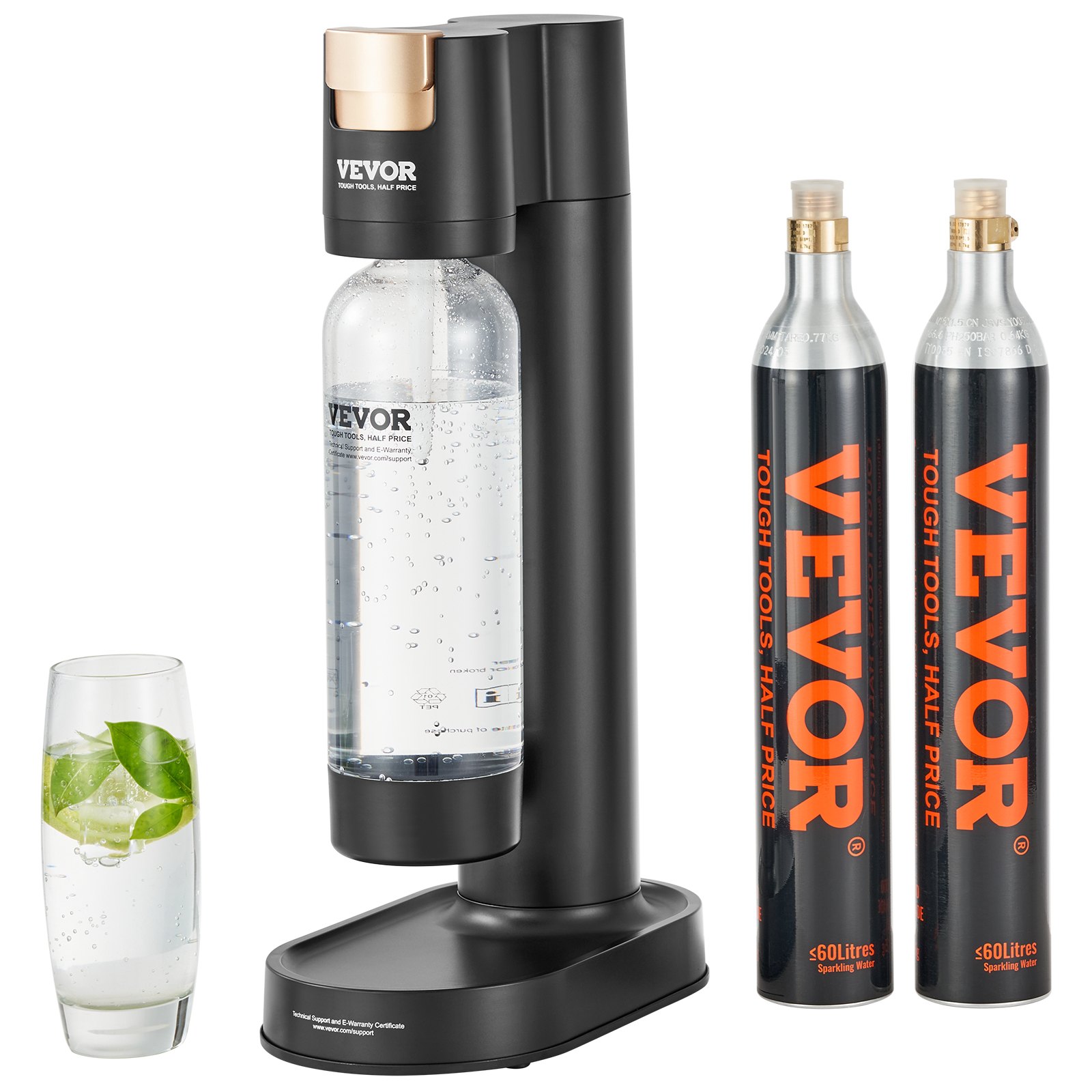 V952-SDSJHCO2QP1LLTZYNV0-202507141446-00 VEVOR Sparkling Water Maker, Soda Maker Machine for Home Carbonating, Seltzer Water Starter Kit with BPA-free 1L PET Bottle, 2 CO2 Cylinders, Compatible with Mainstream Screw-in 60L CO2 Cylinder - Image 1