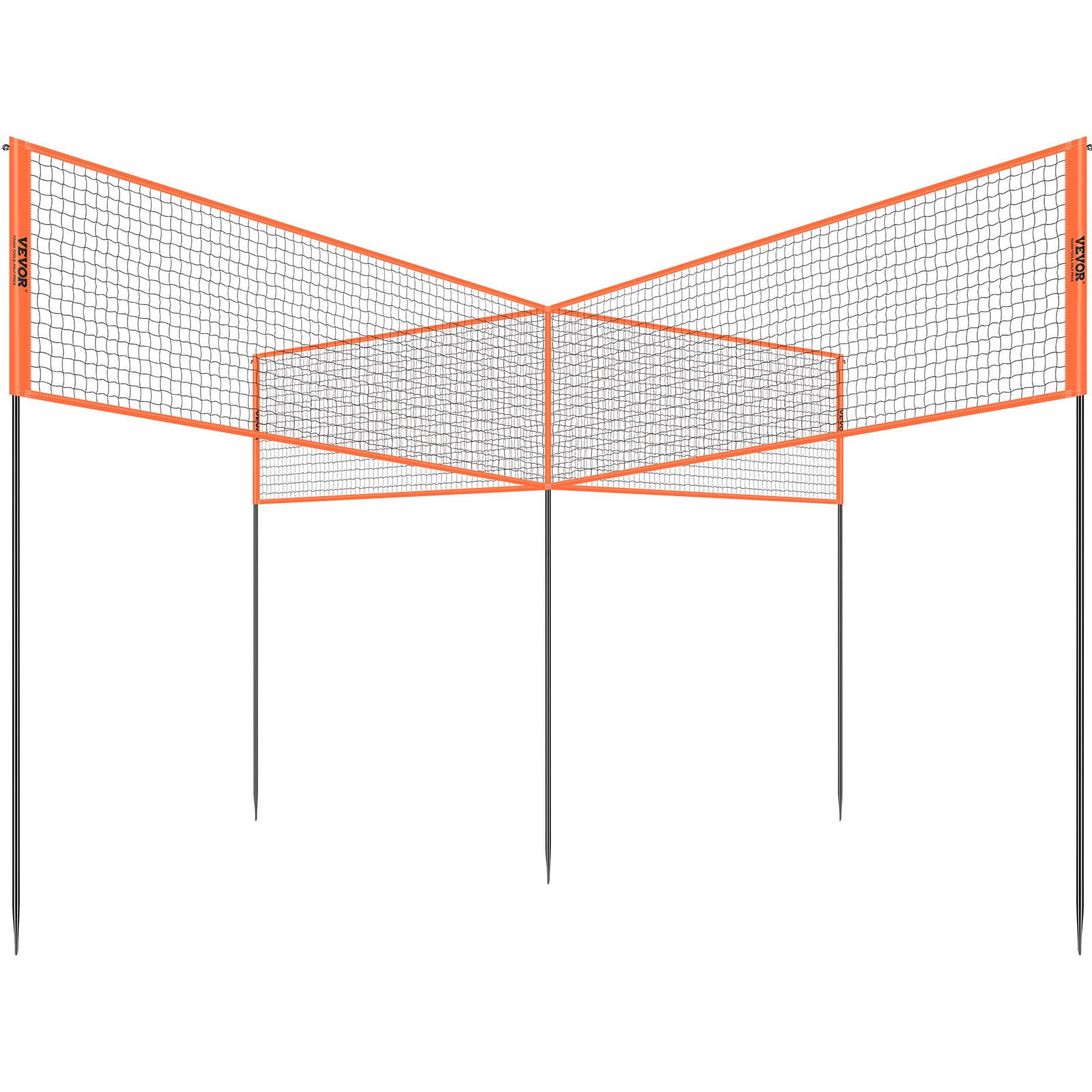 V952-SFPQW1414YC0XFM07V0-202508012138-00 VEVOR 4-Way Volleyball Net, Adjustable Height Badminton Net Set for Backyard Beach Lawn, Outdoor Portable Volleyball Net with Carrying Bag, 4 Square Quick Assemble Game Set For Kids And Adults - Image 1