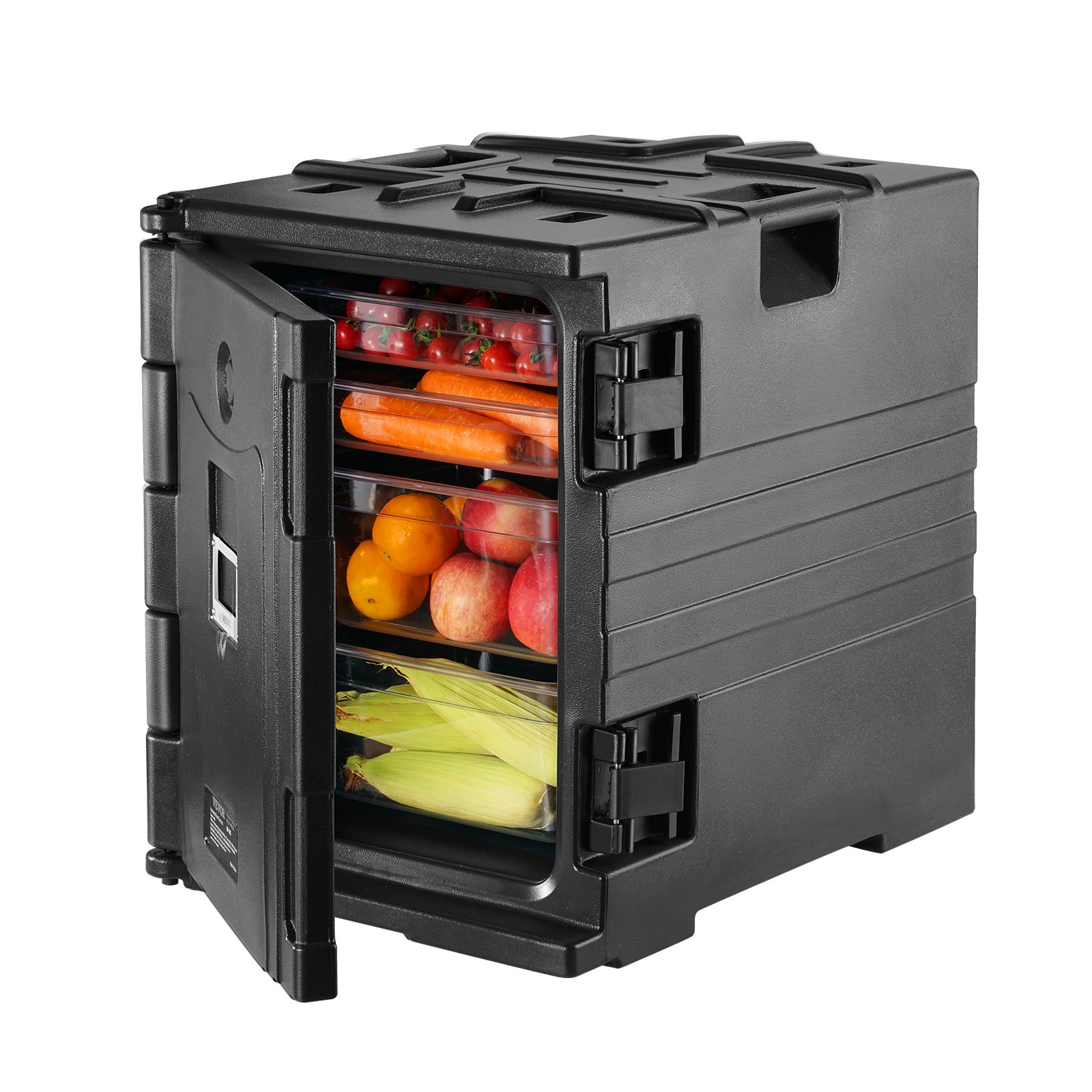 V952-SPBWXH90-A90LR902V0-202508011238-00 VEVOR Insulated Food Pan Carrier, 82 Qt Hot Box for Catering, LLDPE Food Box Carrier w/ Double Buckles, Front Loading Food Warmer w/ Handles, Stackable End Loader for Restaurant, Canteen, etc. Black - Image 1