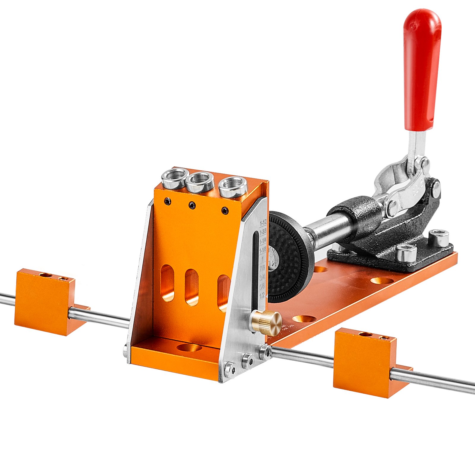 V952-TSXKKJPGDGJJQ2BJPV0-202508012220-00 VEVOR Pocket Hole Jig Kit, 34 Pcs Pocket Hole Jig System with C-clamp, Fixture, Step Drills, Wrenches, Drill Stop Rings, Square Drive Bits, Toolbox, for DIY Carpentry Projects, Adjustable - Image 1