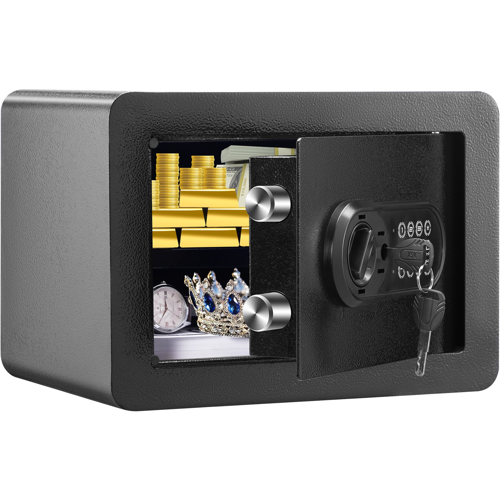 V952-WSBXJHSWSLF05IINNV0-202508011846-00 VEVOR Safe, 0.5 Cubic Feet Home Safe, Steel Security Safe with Digital Keypad and 2 Keys, Wall-Mounted Cabinet Safe Protect Cash, Gold, Jewelry, Documents for Home, Hotel, 350 x 250 x 250 mm - Image 1