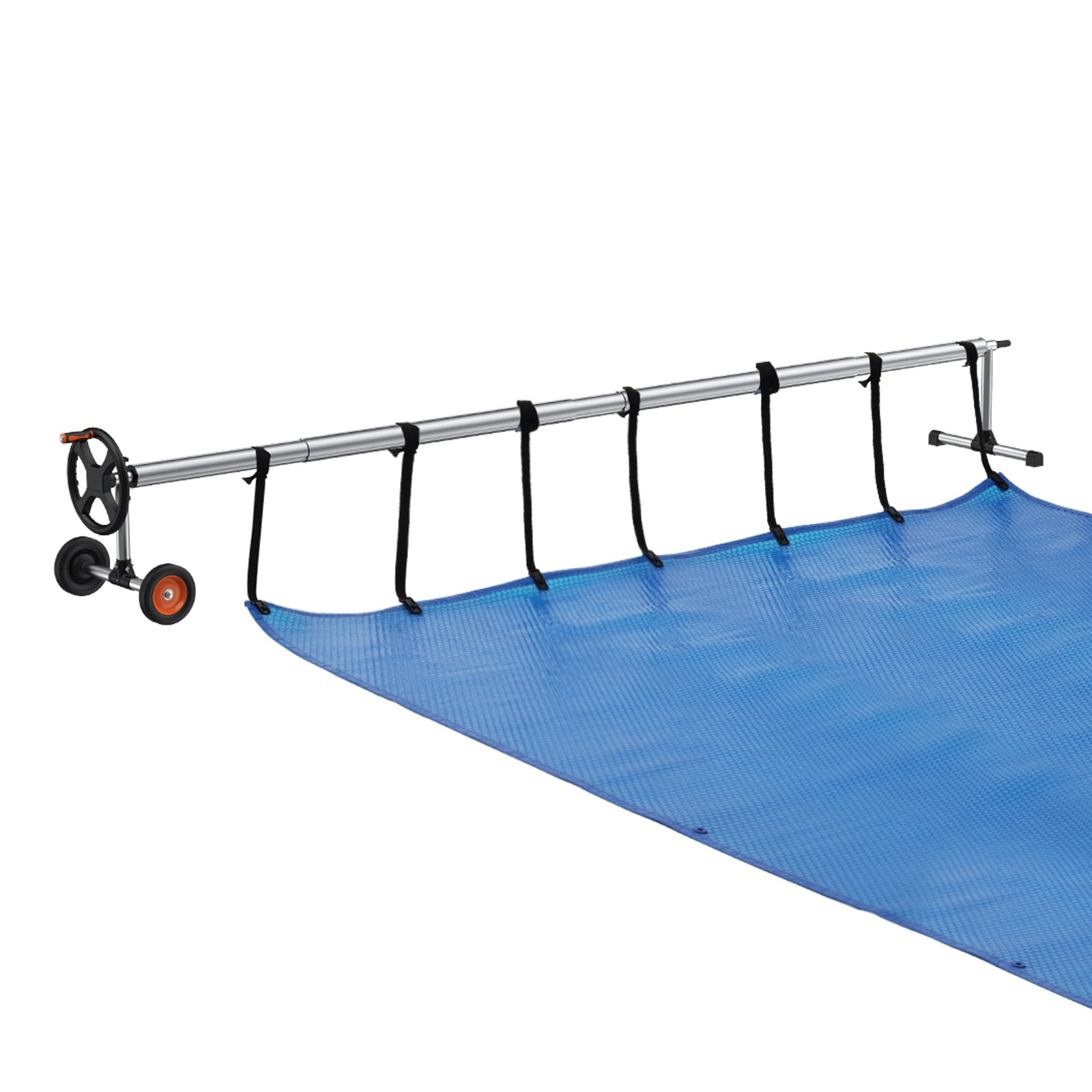V952-YCGJPDXYC22F0GGZ0V0-202507141417-00 VEVOR Pool Cover Reel, Aluminum Solar Cover Reel 22 ft, Inground Swimming Pool Cover Reel Set with Rubber Wheels and Sandbags, Fits for 5-22 ft Width Swimming Pools - Image 1