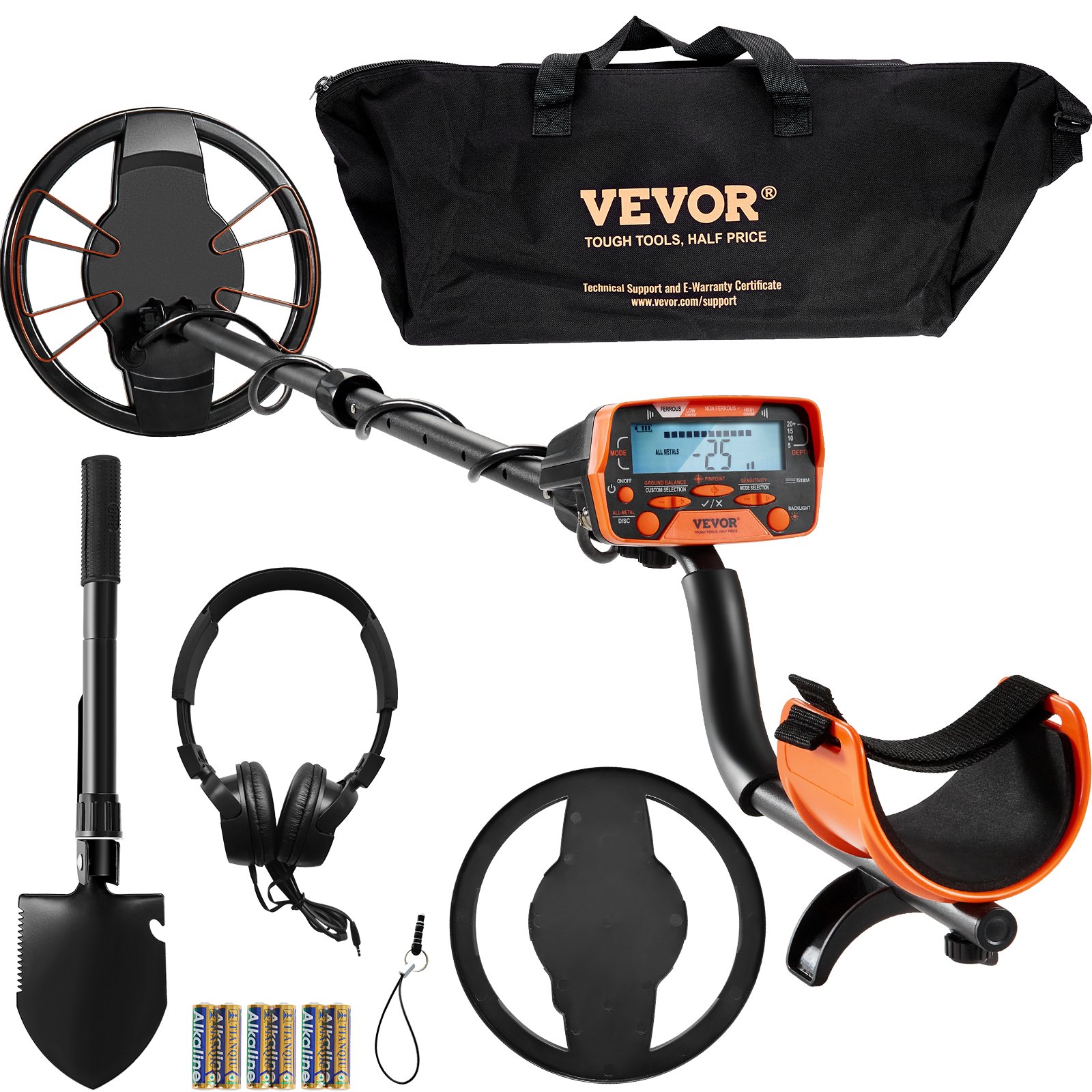 V952-YJSJSTCQ10510KDE7V0-202508012111-00 VEVOR Metal Detector for Adults&Kids, 250mm, Professional Adjustable Higher Accuracy Gold Detector, IP68 Waterproof Coil with LCD Display 7 Modes Advanced DSP Chip, for Detecting Gold Treasure Hunting - Image 1