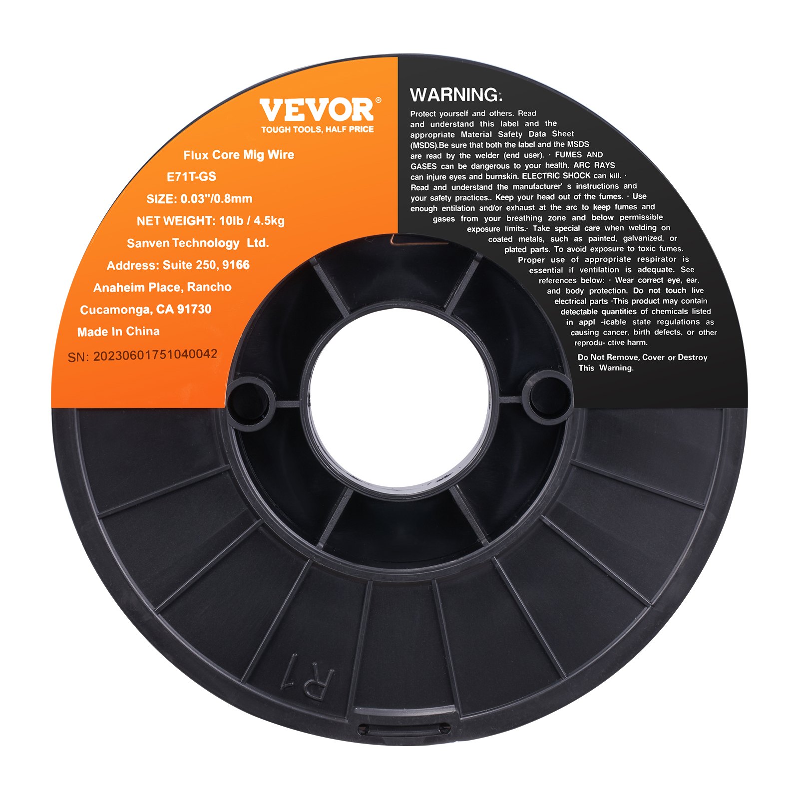 V952-YXHSJMIGE71TGOMMLV0-202508012055-00 VEVOR Flux Core Welding Wire, E71T-GS 0.030-inch 10LBS, Gasless Mild Steel MIG Welding Wire with Low Splatter for All Position Arc Welding and Outdoor Use - Image 1