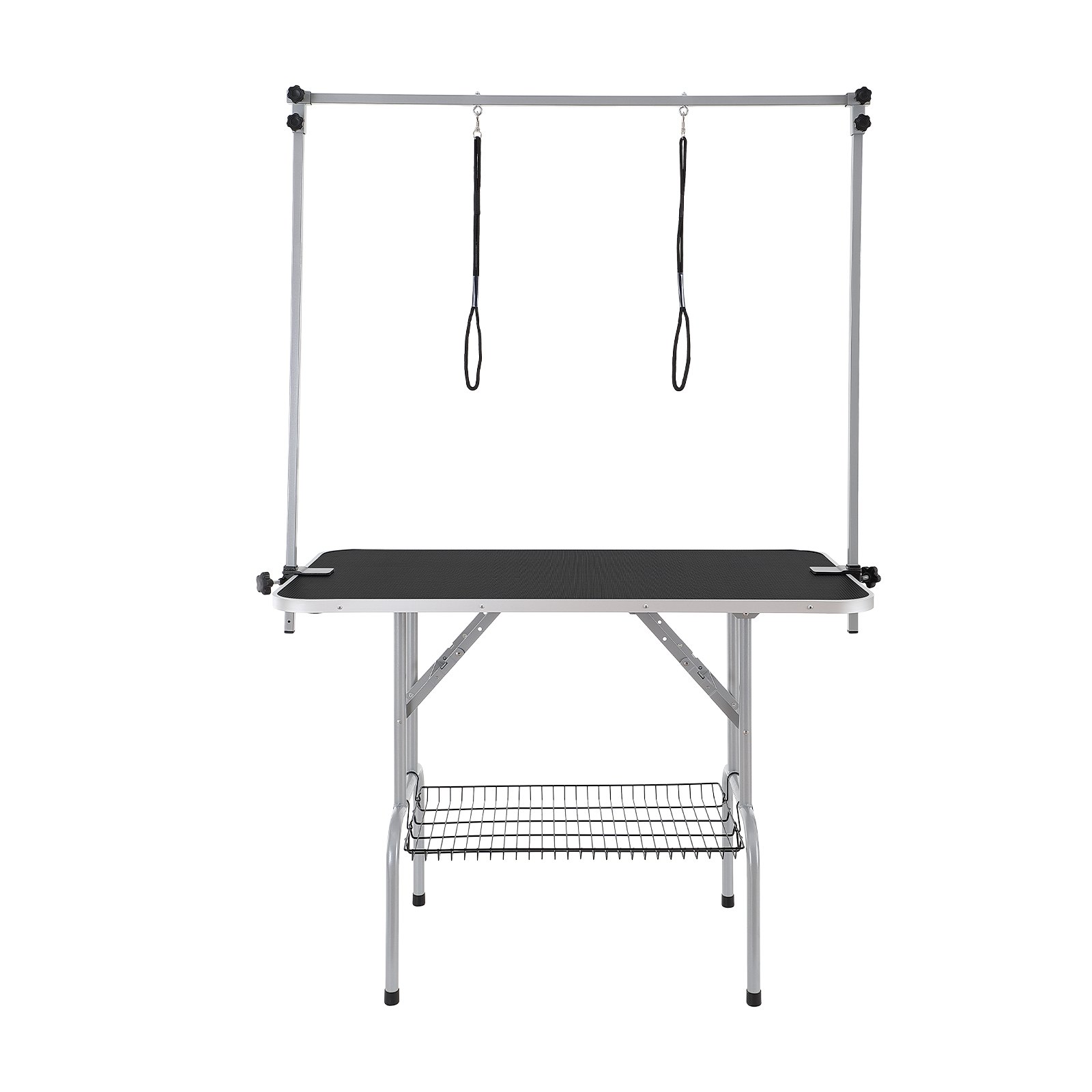 V952-ZDMRZ46INCH0I6658V0-202508011511-00 VEVOR Pet Grooming Table Two Arms with Clamp, 117cm Dog Grooming Station, Foldable Pets Grooming Stand for Medium and Small Dogs, Free Two No Sit Haunch Holder with Grooming Loop, Bearing 149.7kg - Image 1