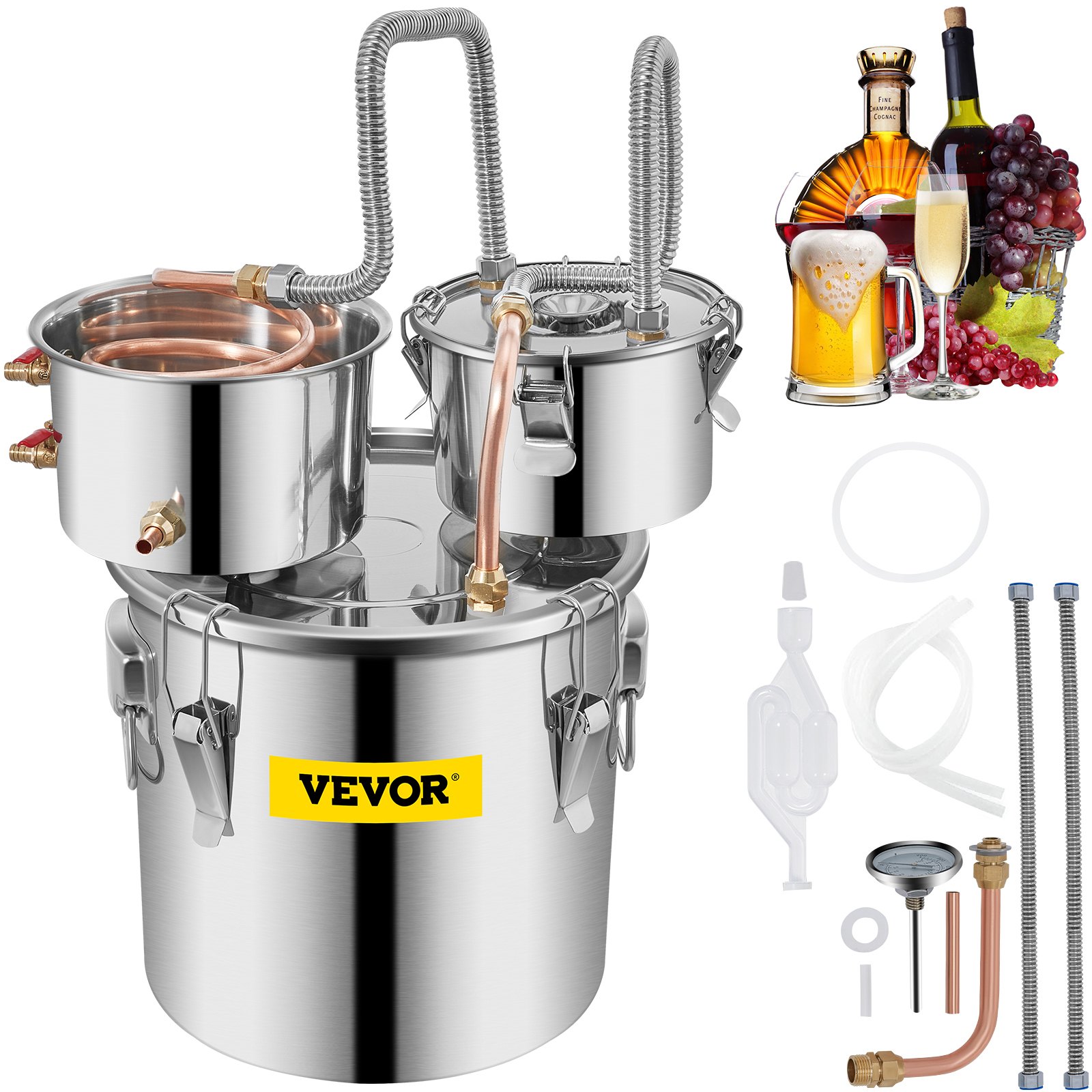 V952-ZLSJ3GALSLNTZLQDBV3-202507141236-00 VEVOR 3 Pot 12L Alcohol Distiller Water Wine Boiler Home Brew Moonshinestill - Image 1
